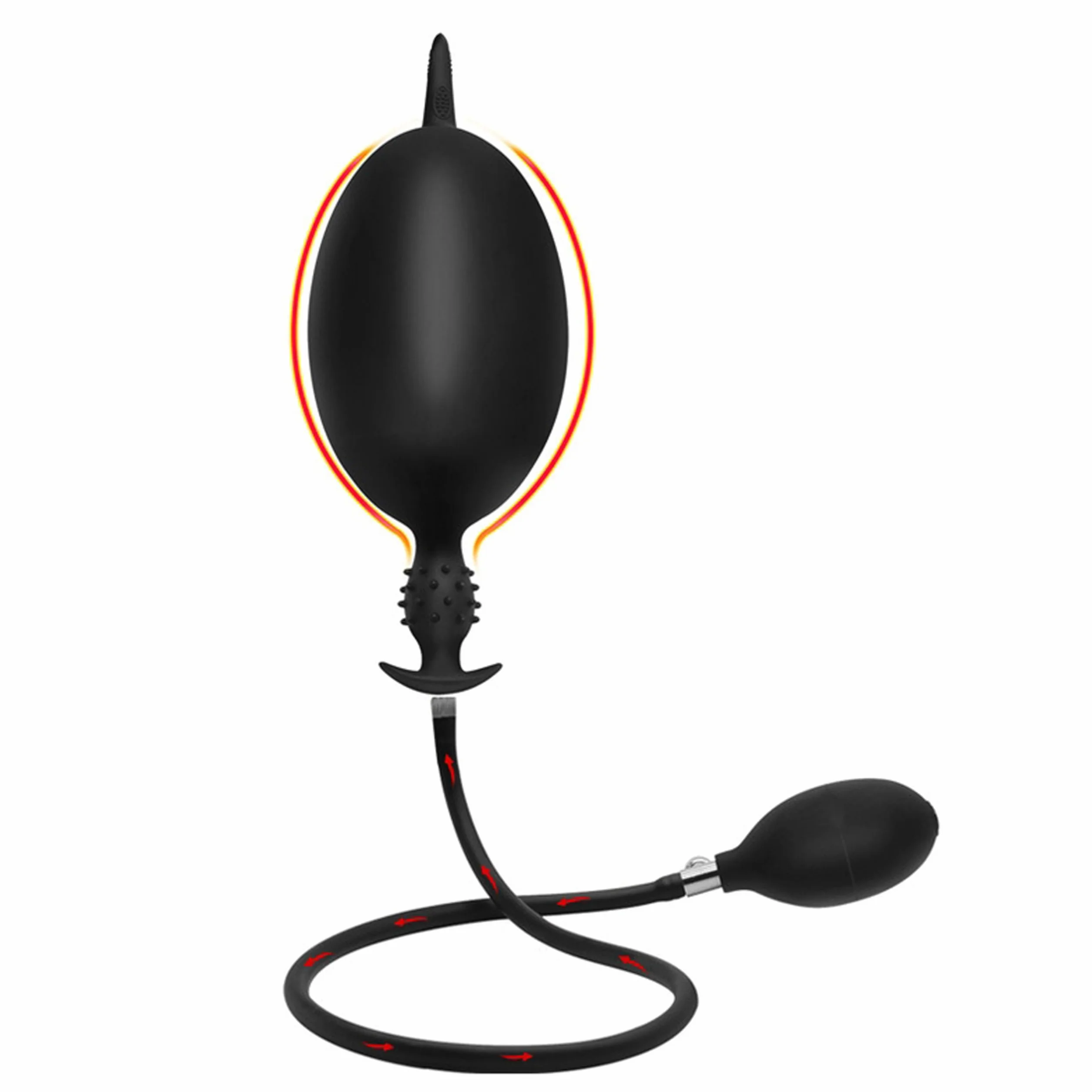 FOPS Plug Anale Gonfiabile per Uomo Donna 25-34cm Divaricatore Anale XL Silicone Nero Sex Toy per Stimolazione Profonda Regolabile D22-12