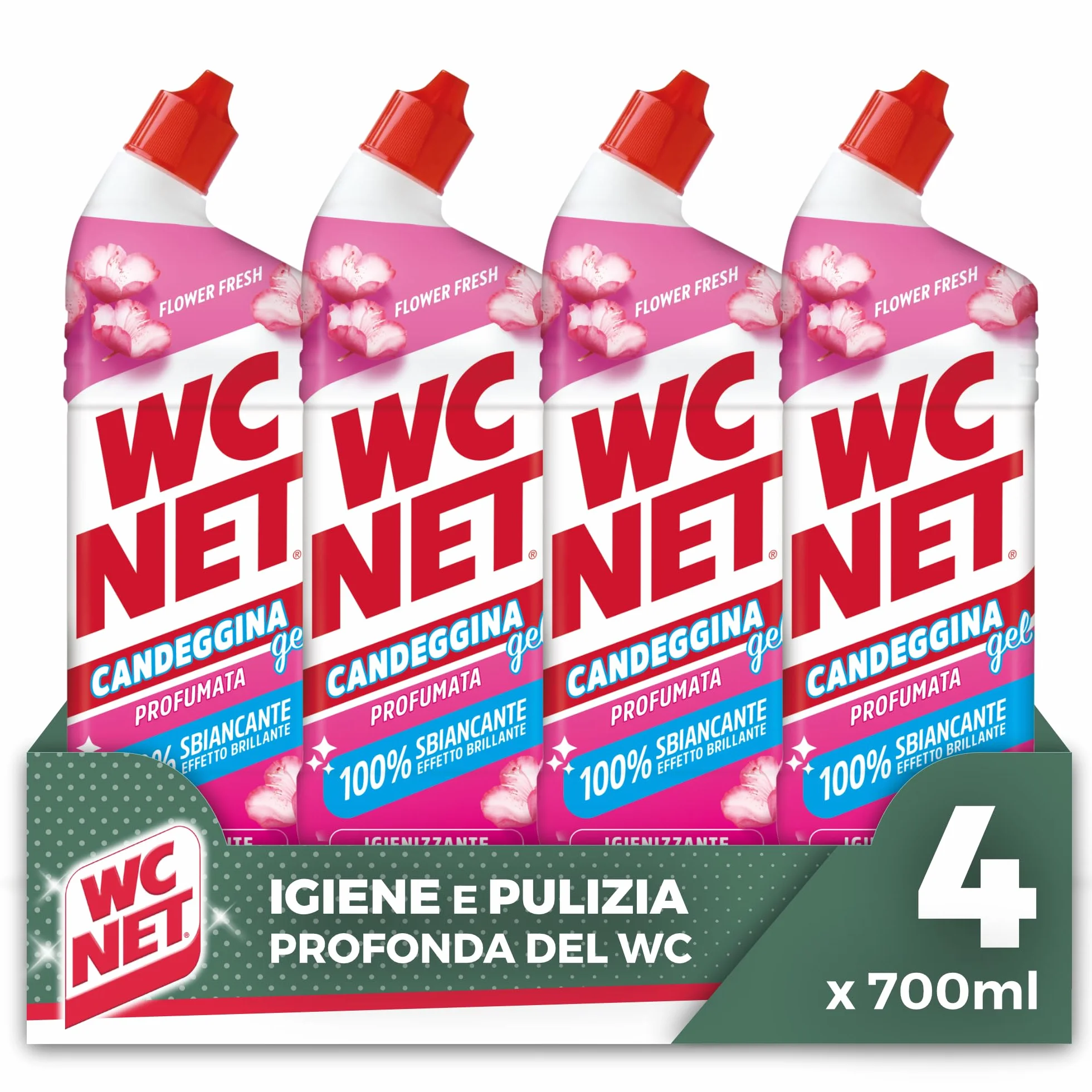 Candeggina Gel Profumata Detergente Sanitari Superfici Azione Sbiancante Igienizzante Fragranza Flower Fresh 700 ml x 4