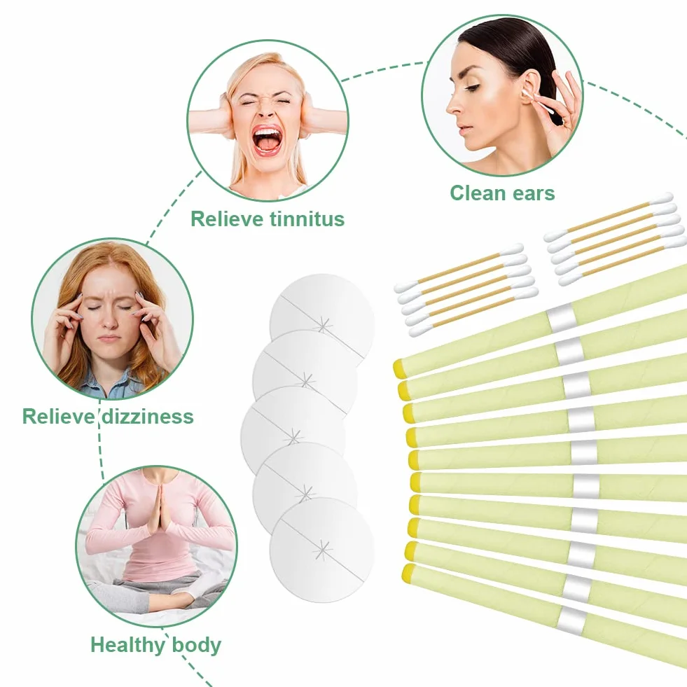 ACWOO Candele dell'orecchio 10 Pezzi Coni Cerume Kit Rimozione Cera d'api Naturale