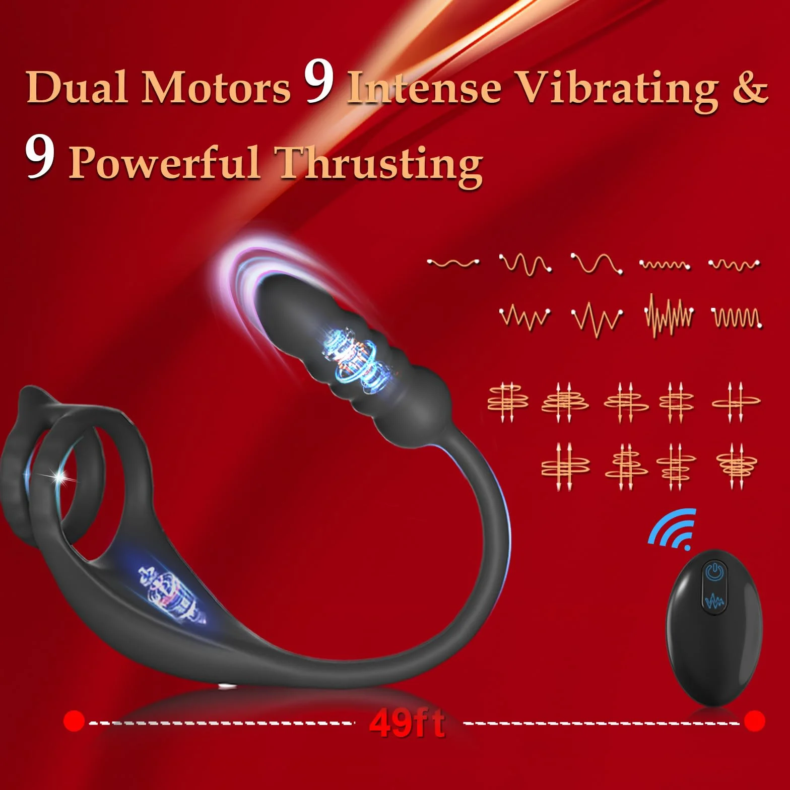 Thrusting Massaggiatori Prostata con Anelli per Uomo e Coppia, Vibratore Sex Toys per Stimolare il Anali Uomo, Medical Silicone Penis Ring con 9+9 Modalità, Morbido ed Elastico, Durevole (YDL-013)