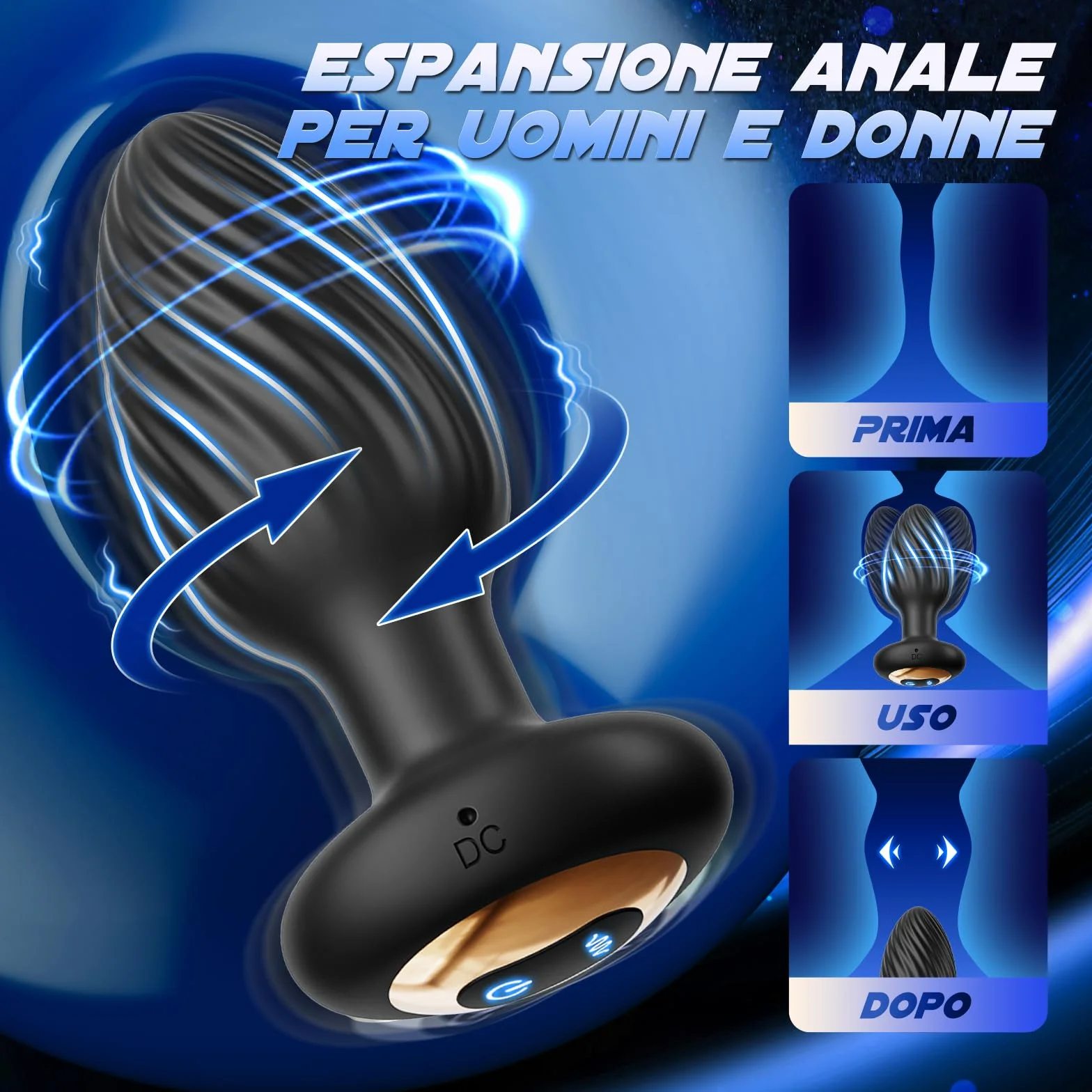 Vibratore Anale Dildo per Uomo con 7 Rotazione e 7 Vibrazione, Sex Toys Sessuali per Coppia
