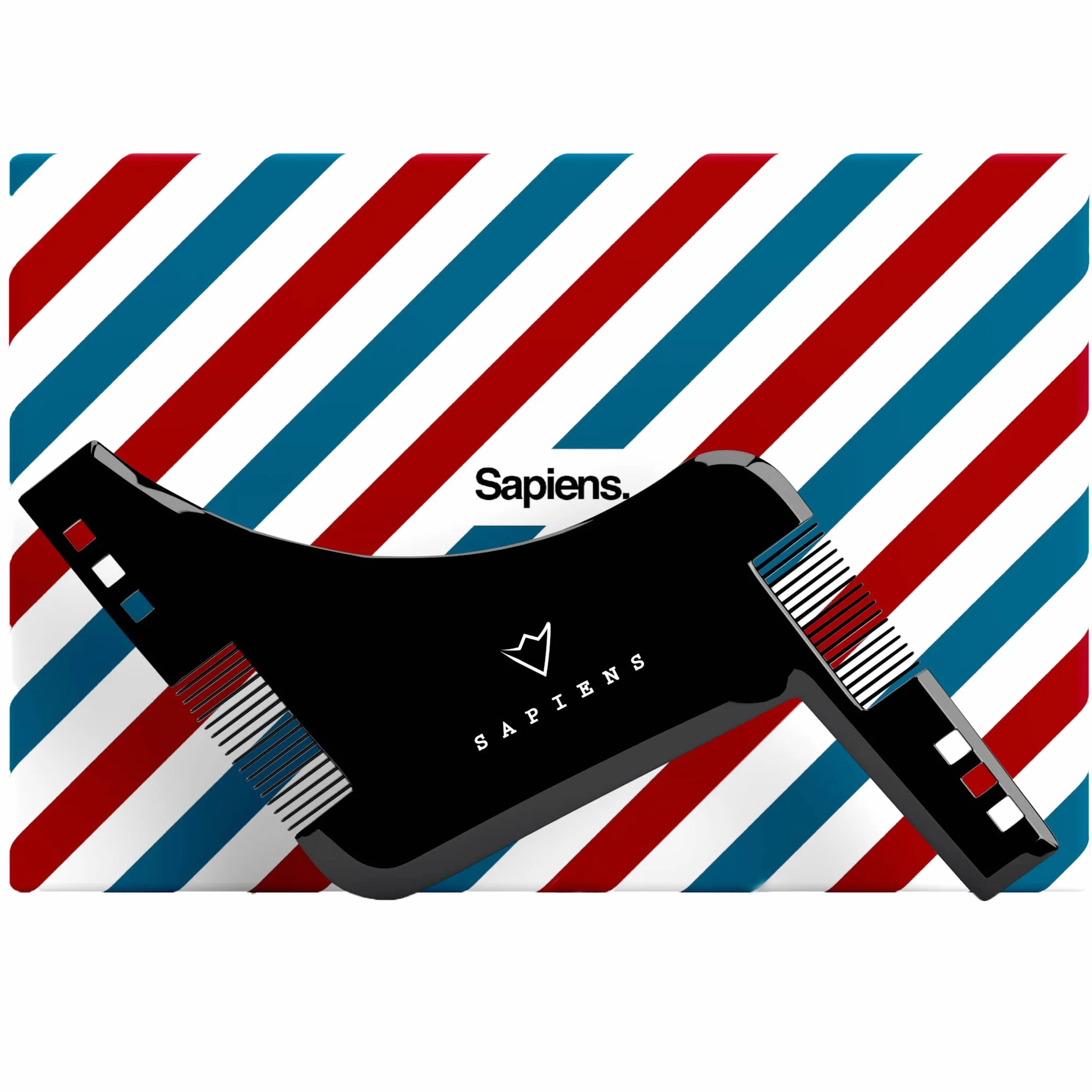 Pettine Tracciatore per contorno barba Sapiens Barbershop - Stencil delinea barba - Strumento di Styling per la Rasatura e il Taglio dei Contorni di Barba Uomo + Istruzioni