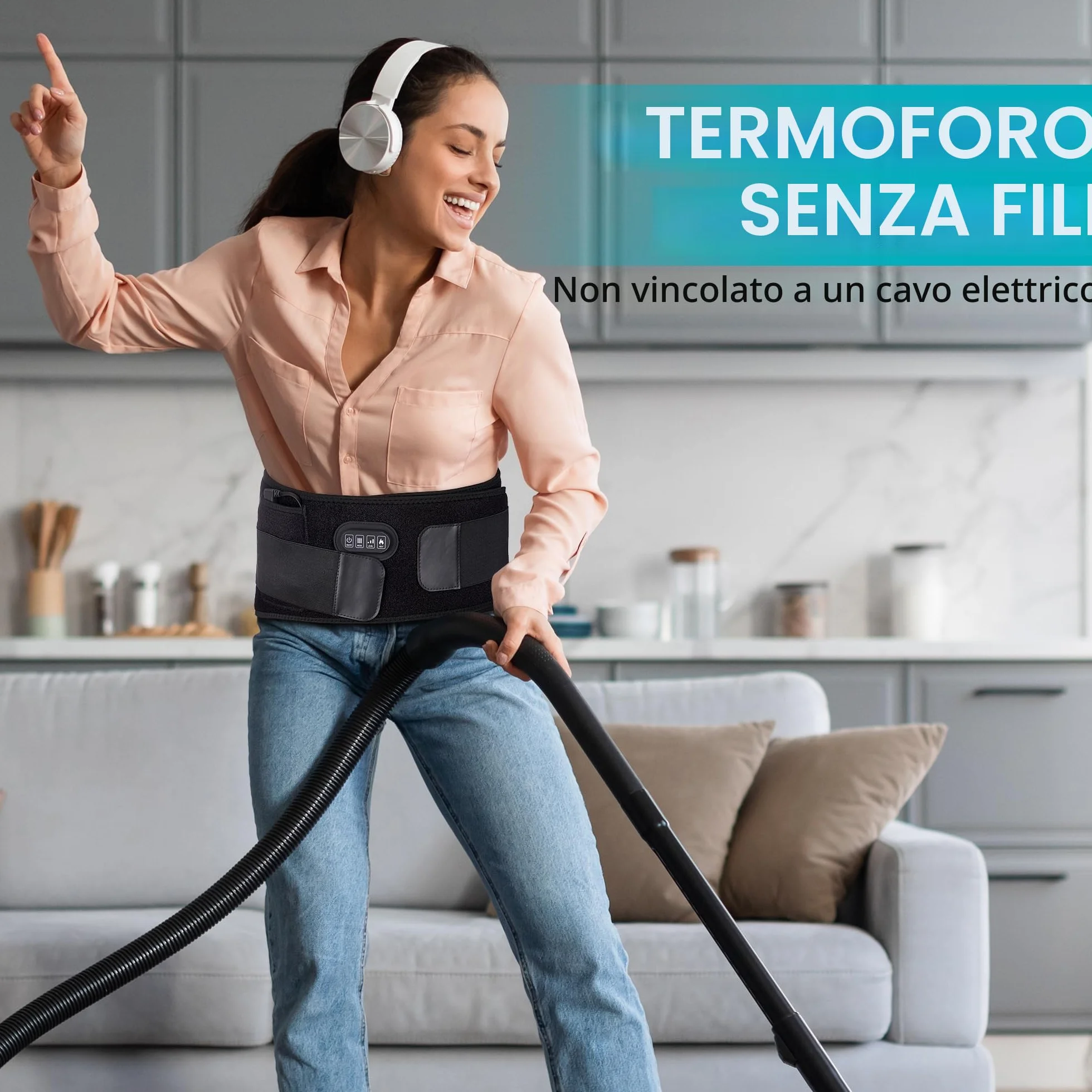 BESTEK Fascia Massaggio Lombare Riscaldante Cintura Riscaldante con 3 Livelli di Temperatura e Massaggio a Vibrazione–Termoforo Elettrico con Spegnimento Automatico per Schiena, Spalle e Addome