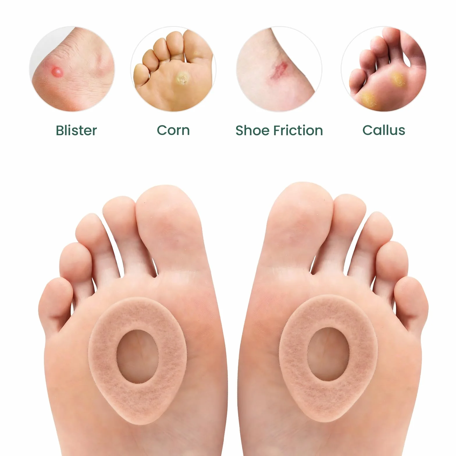 Welnove Cerotti Occhio di Pernice 48pcs - Cerotti Calli Piedi Cuscinetti per Calli - Proteggono Piedi Talloni e Dita da Sfregamenti - Design Ovale