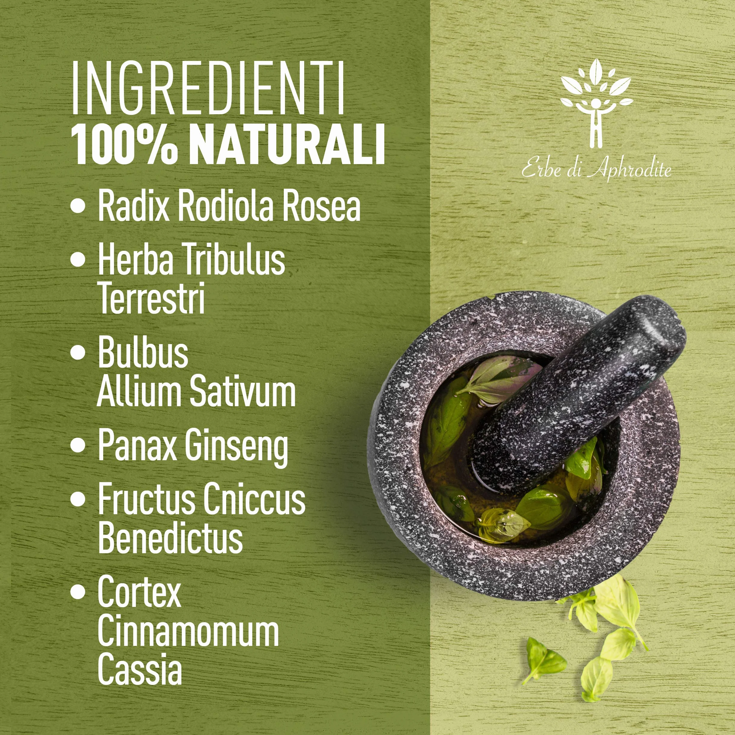 Erbe Di Aphrodite Integratore Uomo Ginseng Tribulus Terrestris Rodiola Rosea Aglio Cannella Formula Erboristica per Energia Vitalità