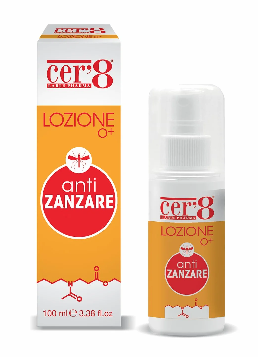 Cer'8 Lozione Antizanzare 100 ml con Etil Butil Acetilamino Propionato 10%
