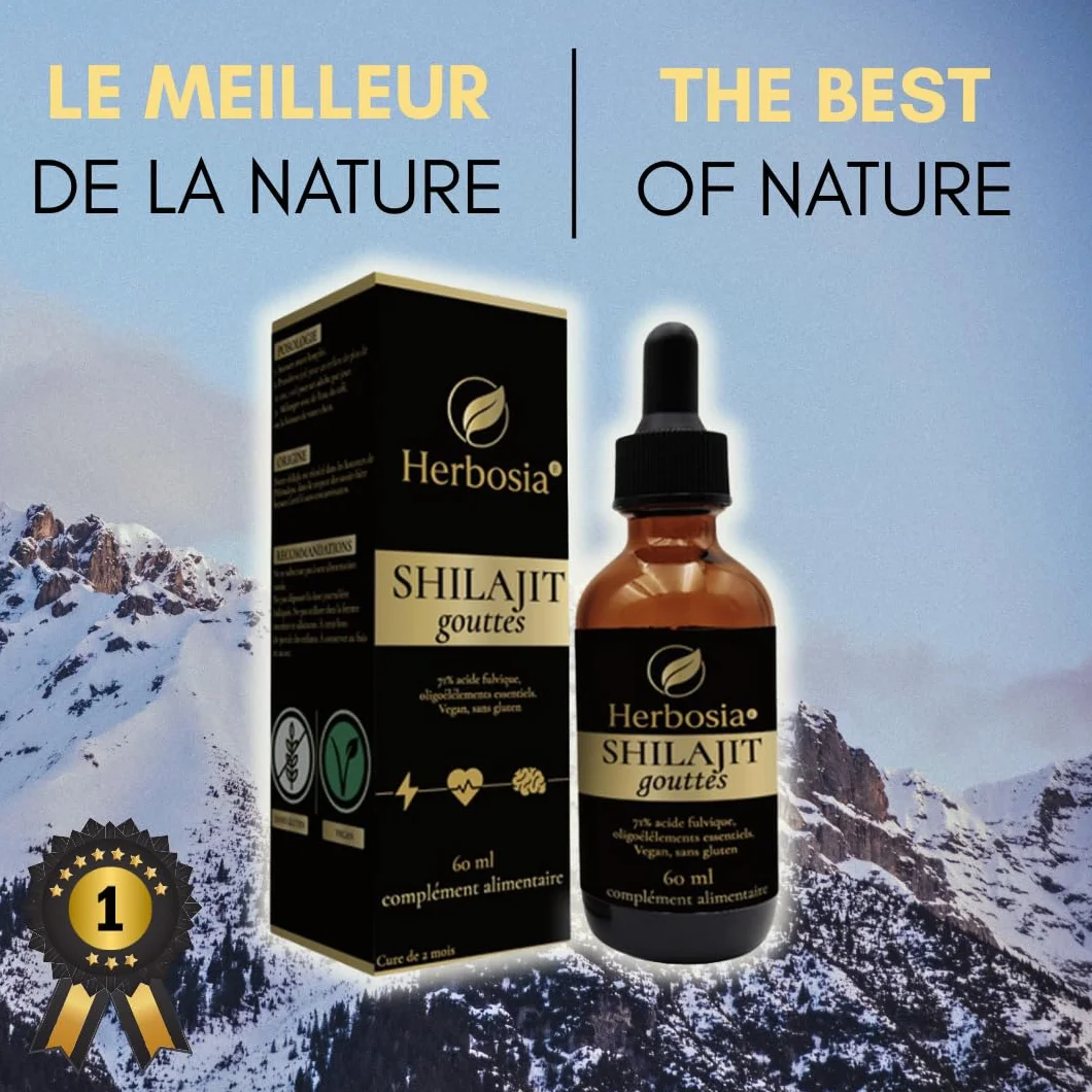 Shilajit Gocce 60 ml – Integratore alimentare liquido, resina Himalayana 100% pura, ricca di acidi fulvici, vitalità ed energia naturale