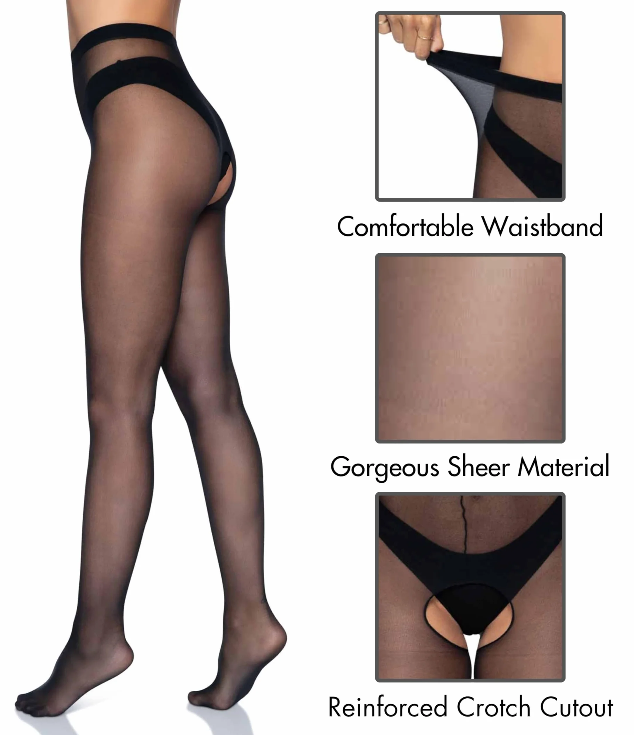 Leg Avenue Collant pure aperti sul cavallo