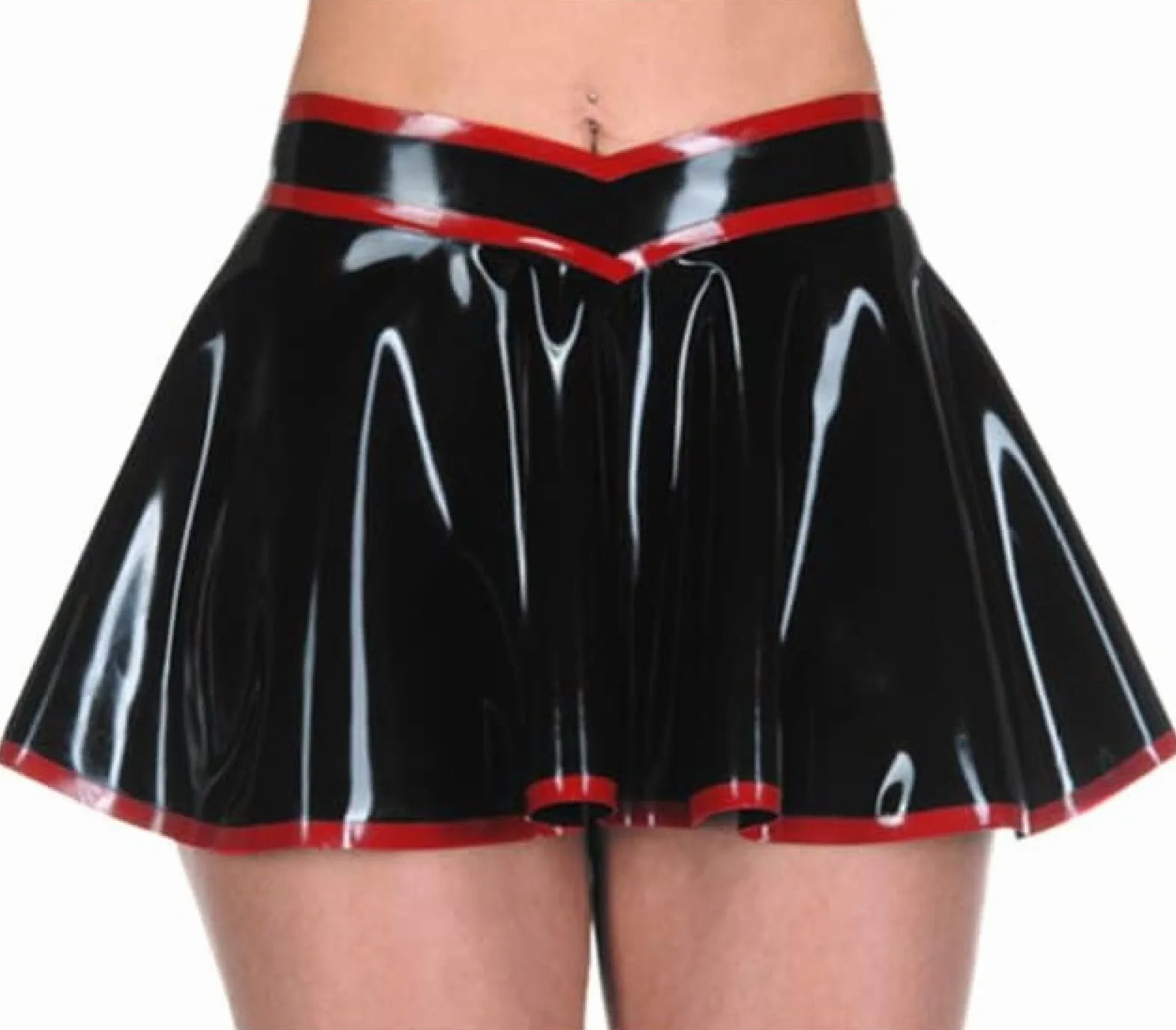 ANTIY Mini Gonne Sexy in Lattice Corte Senza Cerniere Fondo in Gomma Bordo Rosso-Nero XX-Grande