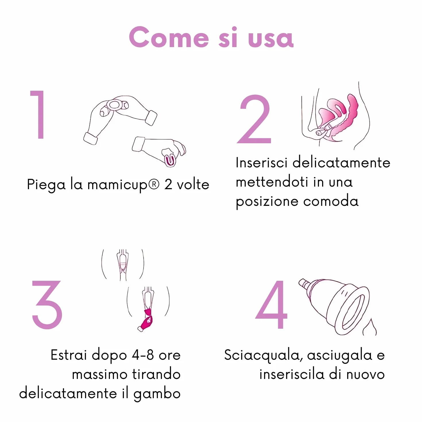 MamiCup Coppetta Mestruale in Silicone Medicale 100% Made in Italy, Morbida, Anallergica, Priva di Lattice e Ftalati, 2 Coppette Rosa, Taglie M+L