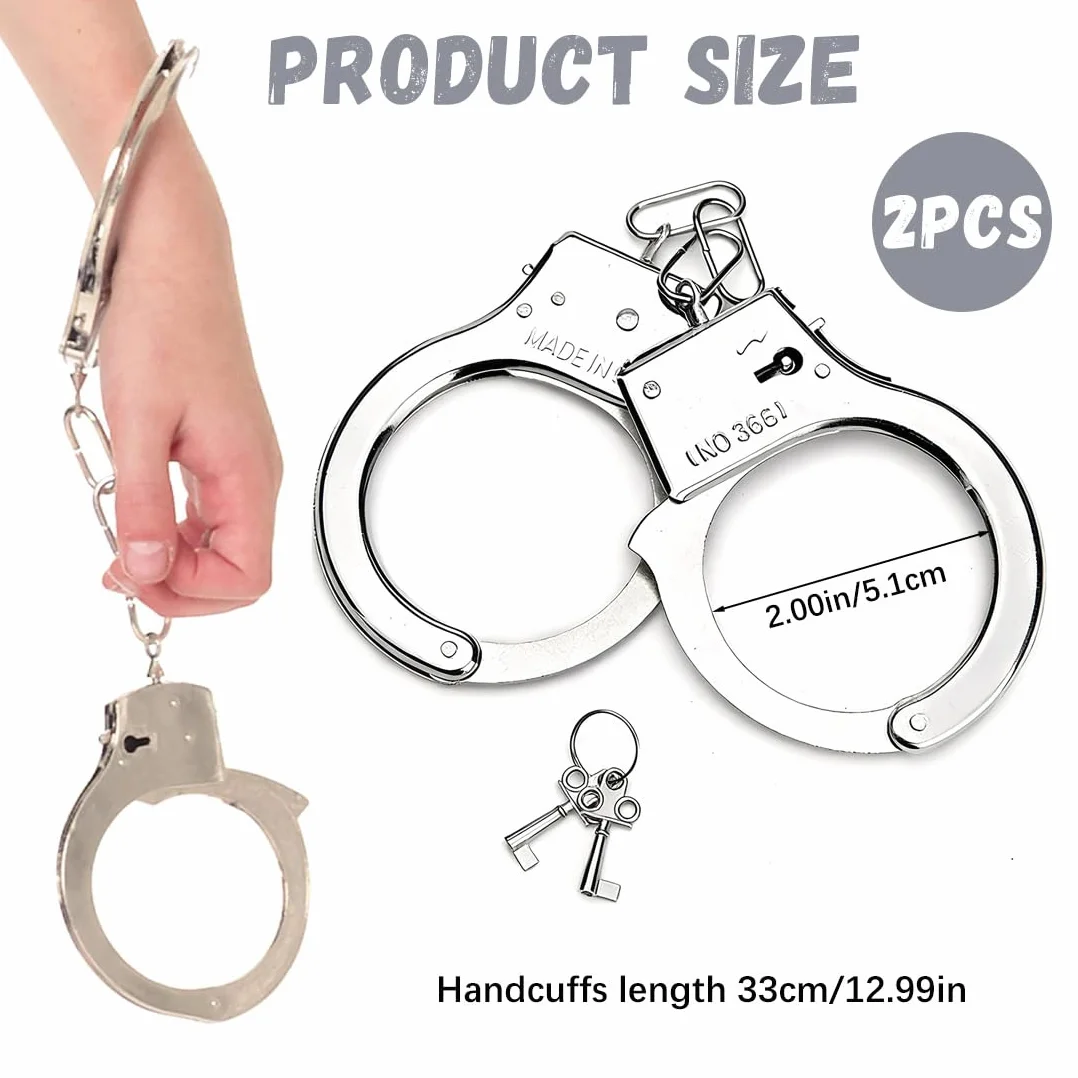 2 Pezzi Manette Giocattolo Bambini Con Chiave, Accessori per Costumi da Polizia, Manette Della Polizia Giocattolo per Bambini, Regalo per Giochi Di Ruolo Sicuri