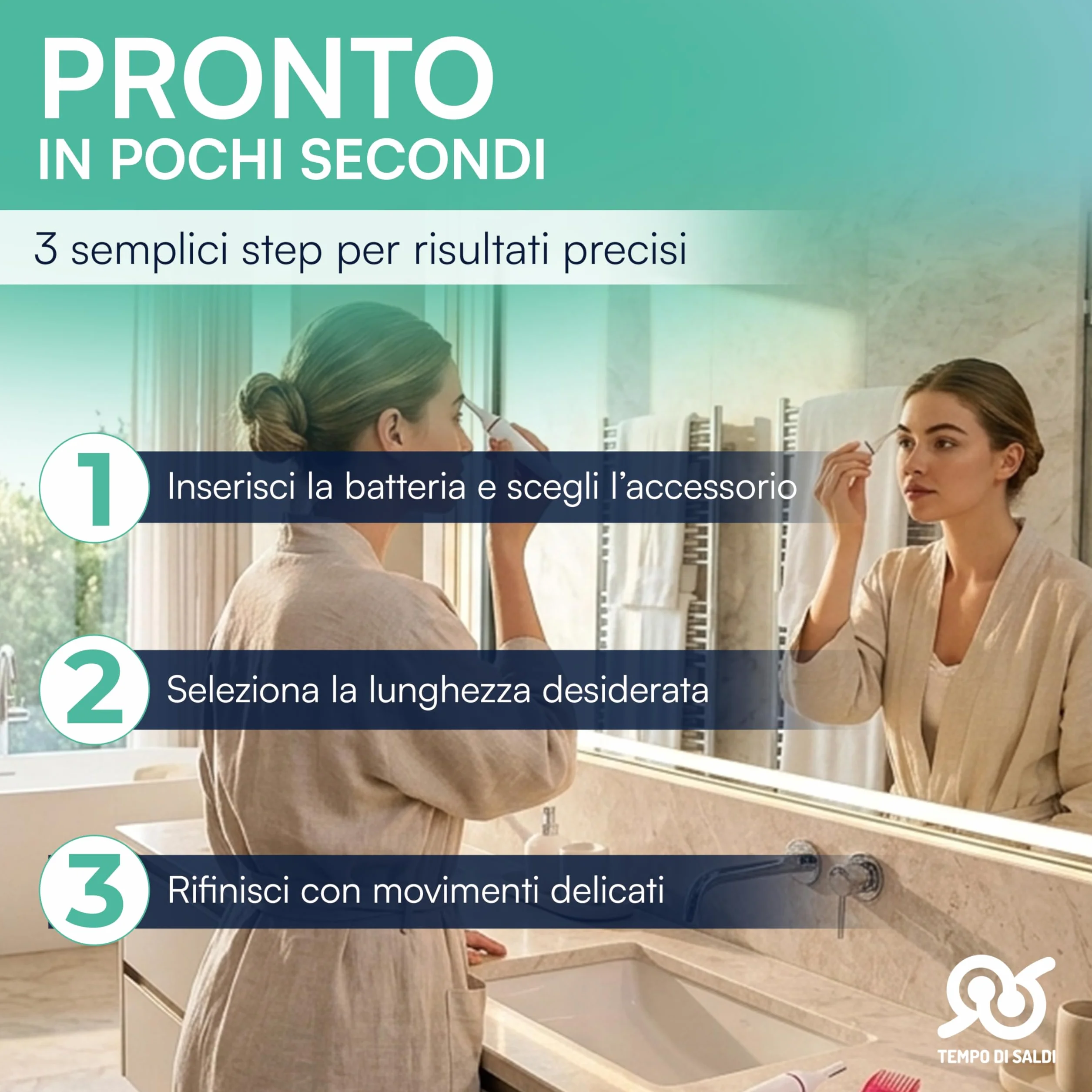 Rasoio Elettrico Donna per Viso e Corpo - Epilatore Portatile a Batteria con Testina di Precisione