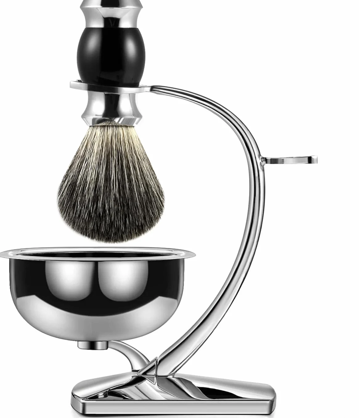 GRUTTI Set da Barba 3 in 1 da Uomo, Pennello da barba in finto tasso + telaio da barba + ciotola da barba, Porta Rasoio Compatibile con Rasoio Manuale Gillette, Set Regalo per Rasatura per Uomo