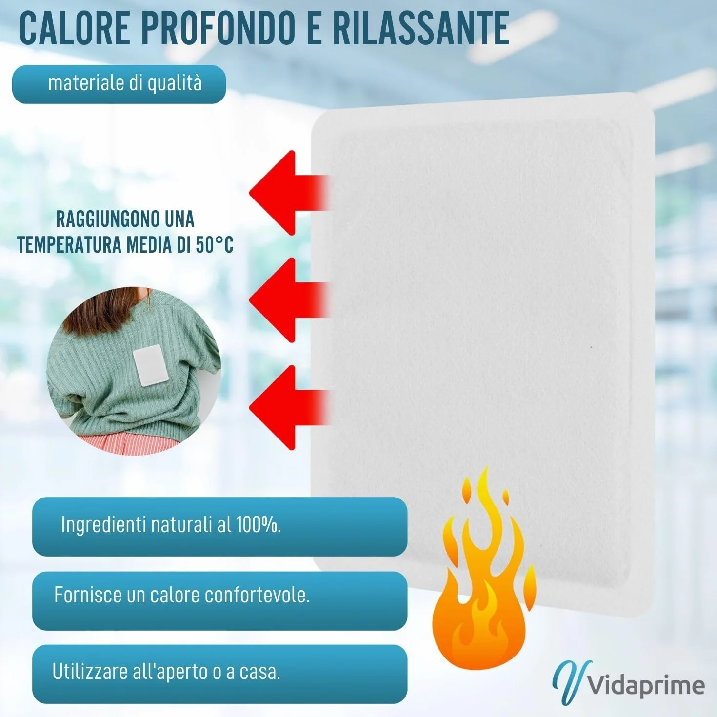 Pack x10 Cerotti Riscaldanti per Schiena, Collo e Spalle - Calore Profondo e Calmante - Adesivi Istantanei per Dolore Lombare - Cerotti Termici per 24 Ore di Sollievo Muscolare