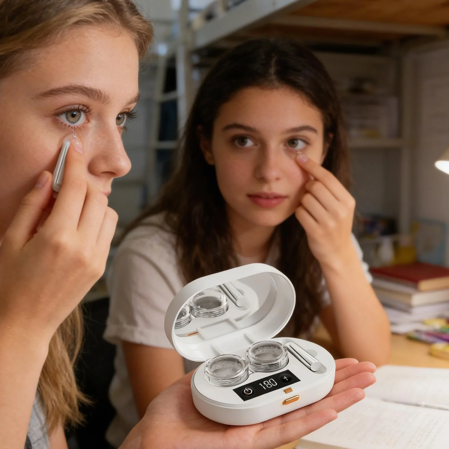 Macchina A Ultrasuoni Per Lenti A Contatto | Pulitore Ultrasonico Ricaricabile - Pulitore per Lenti Morbide,Per Donne E Adulti Uso Domestico E In Viaggio Cura Notturna