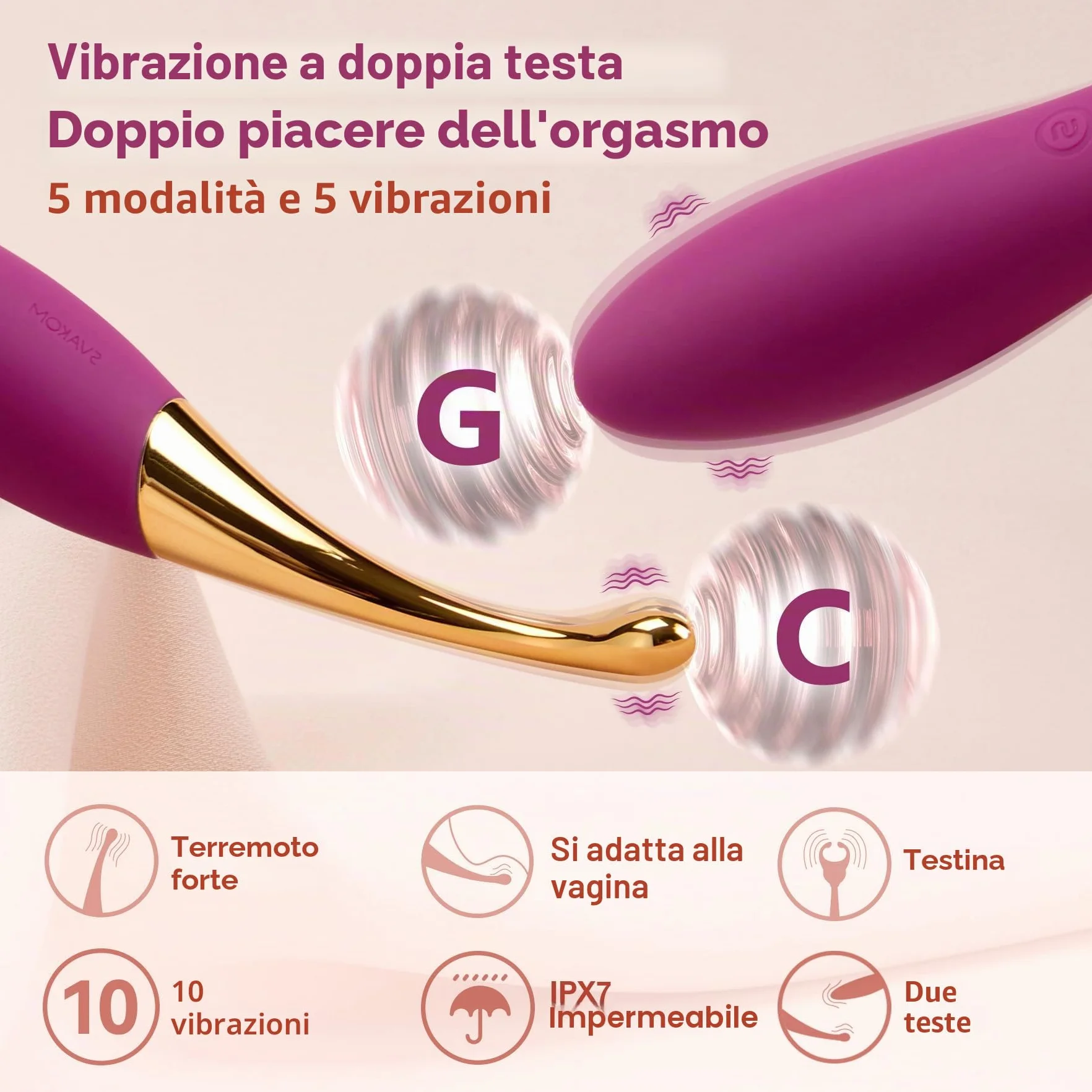 SVAKOM Vibratore ad alta frequenza per donne, dildo vibratore, giocattolo sessuale per donne coppie, 10 modalità di vibrazione e 2 teste vibratore, set di vibratori per donne stimolatore clitoride