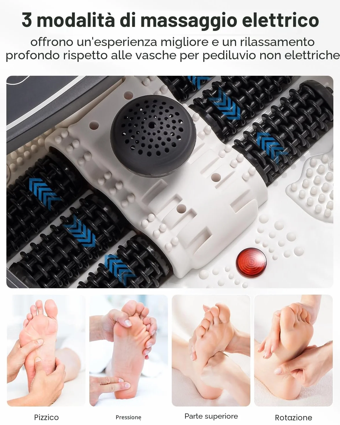 RENPHO Pediluvio piedi con Riscaldamento Veloce Massaggio Automatico e Potenti Getti di Bolle, Rulli Massaggianti shiatsu Motorizzati, Pedicure per Piedi Stanchi, Temperatura Regolabili