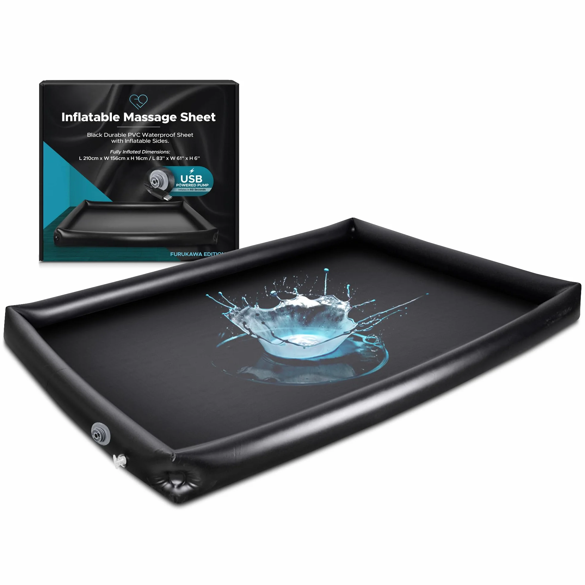 Lenzuolo gonfiabile per massaggi impermeabile autogonfiante in PVC 200x150x15 cm