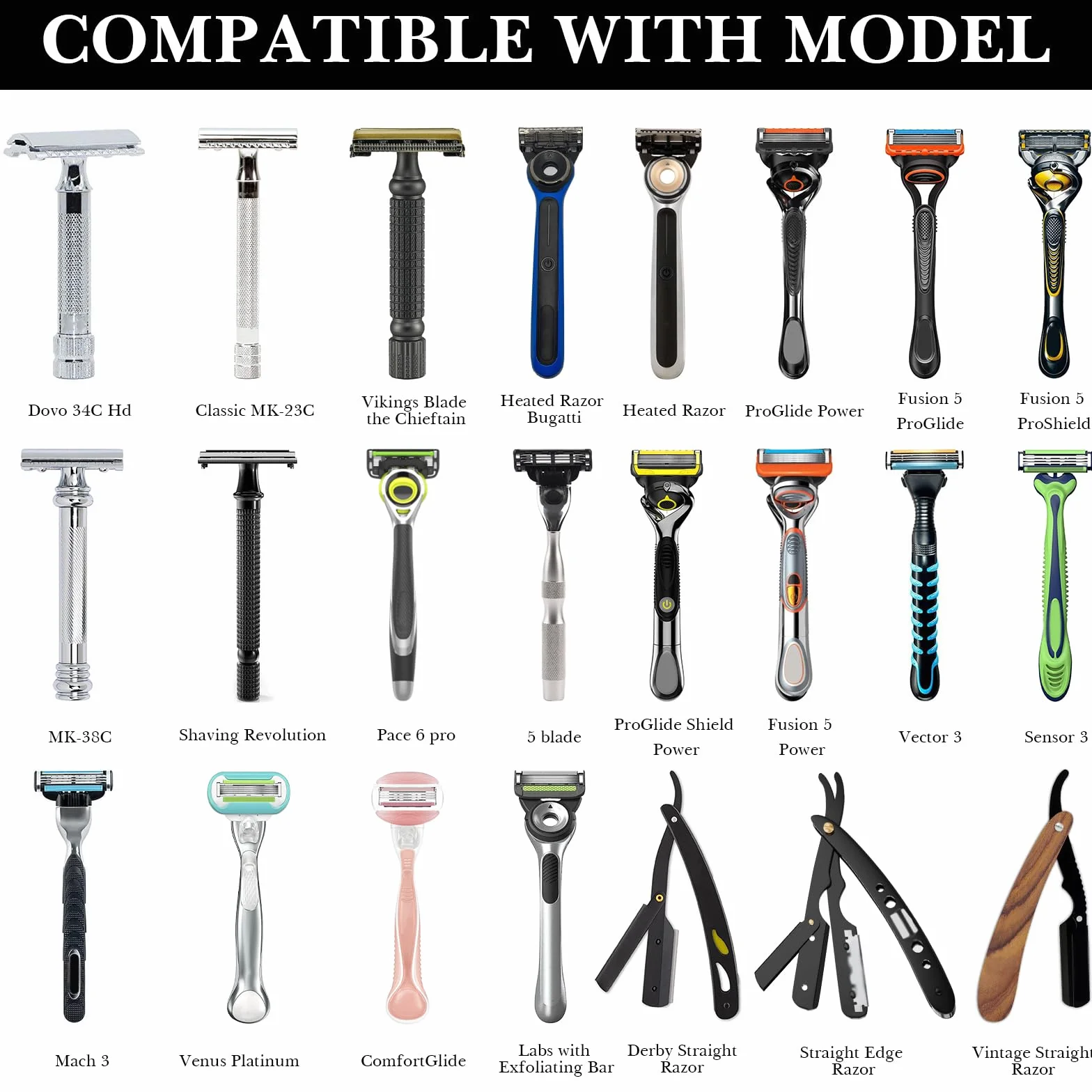 Linkidea Custodia portatile per rasoi da uomo con bordo dritto, compatibile con Fusion 5 ProGlide, Mach 3 e altri rasoi simili (marrone)