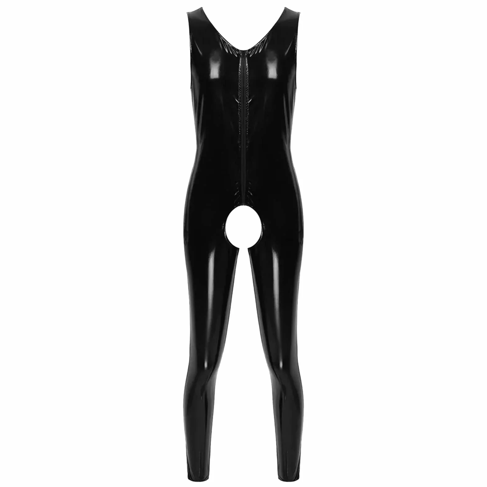 Lattice Catsuit uomo tuta da uomo in stile bagnato, materiale slim fit, lattice lucido, tuta sexy in pelle laccata, maglia da uomo, alla moda, per feste, clubwear, effetto laccato, effetto
