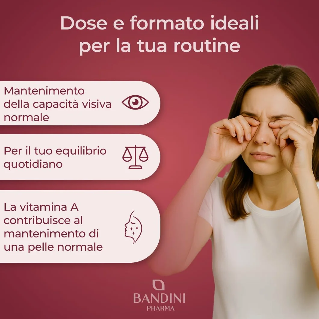 Bandini® Vitamina A Pura, 365 Microcompresse Vegane (1+ Anno di fornitura), Contribuisce al Mantenimento di Pelle e Vista Normali, Acetato di Retinile, Alternativa a Vitamina A Gocce, No OGM