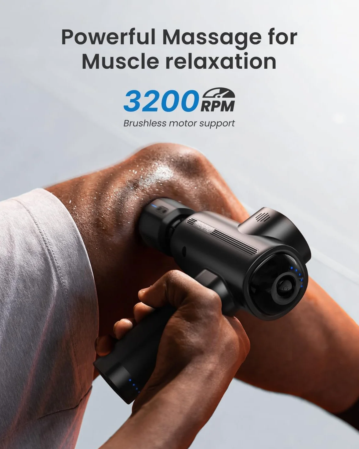 Pistola Massaggio Muscolare con Testa Calda e Fredda, RENPHO Massaggiatore Muscolare Portatile fino a 3200rpm, Pistola Massaggiante Professionale Silenziosa, 5 Testa 5 Velocità, Ricarica di Tipo C