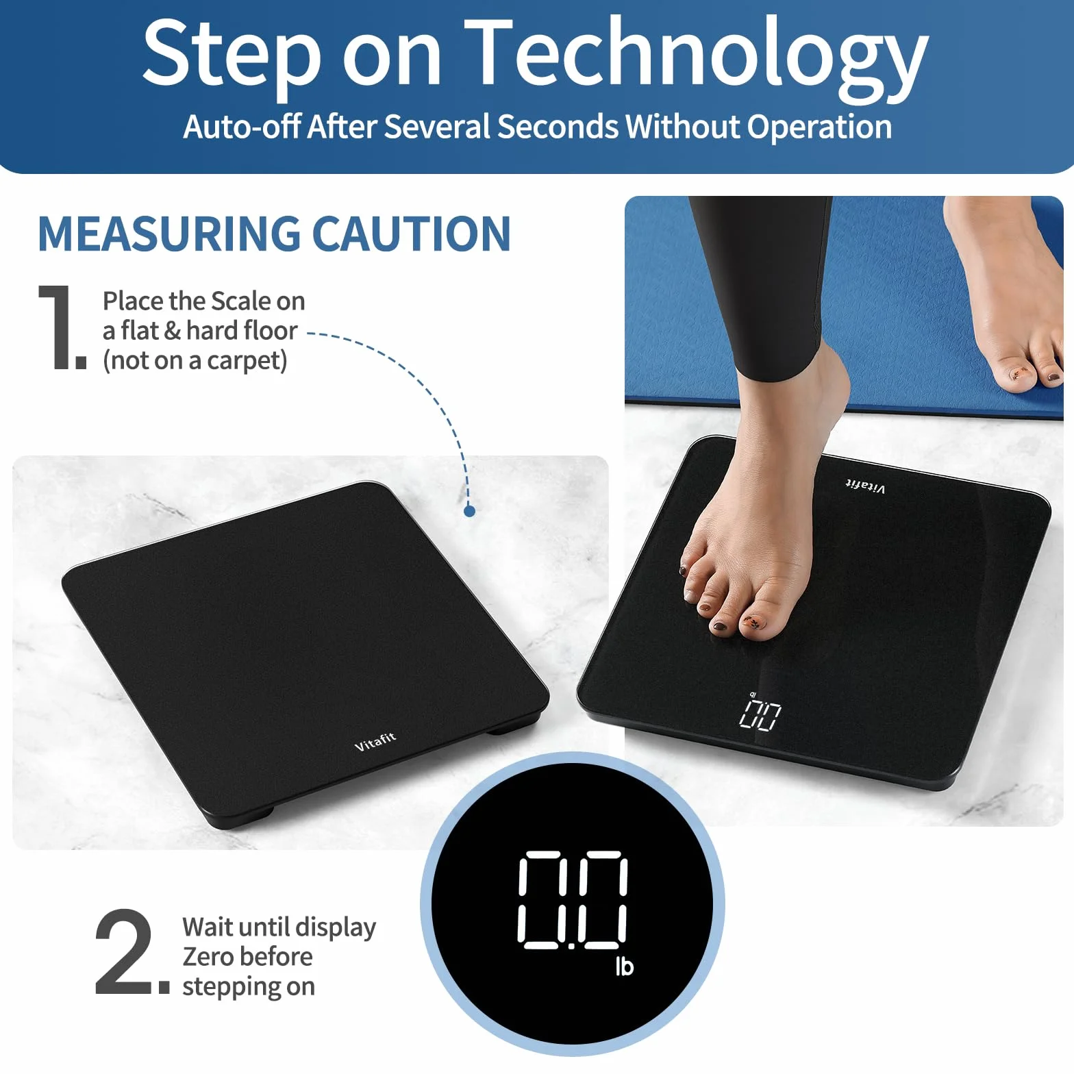 Vitafit Bilancia Pesapersone, Alta Precisione 0,05kg dalla Nostra Bilancia Fabbrica Professionale Dal 2001, Pesa Persone Digitale LED e Step-On, 3*AAA Batterie Incluse, 182kg, Spray Argento Nero
