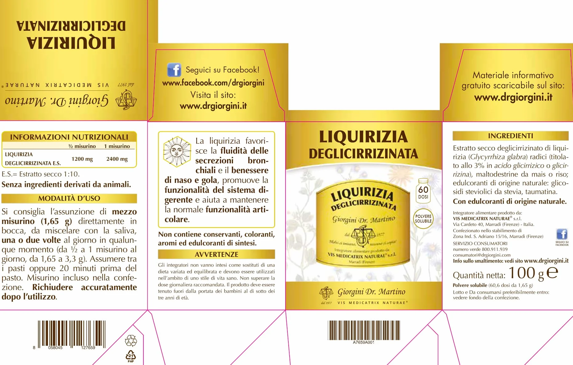 Dr Giorgini LIQUIRIZIA DEGLICIRRIZINATA polvere solubile 100 g