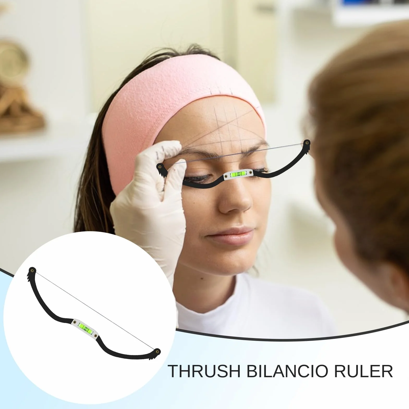 Eyebrow Balance Ruler Precision Shaping Tool Metal Brow Mapping Stencil 22.6x4.7cm