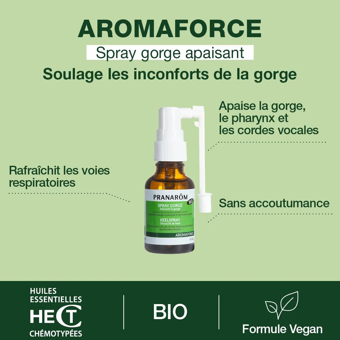 Aromaforce Spray Gorge Action 3 in 1 con oli essenziali menta piperita 15 ml
