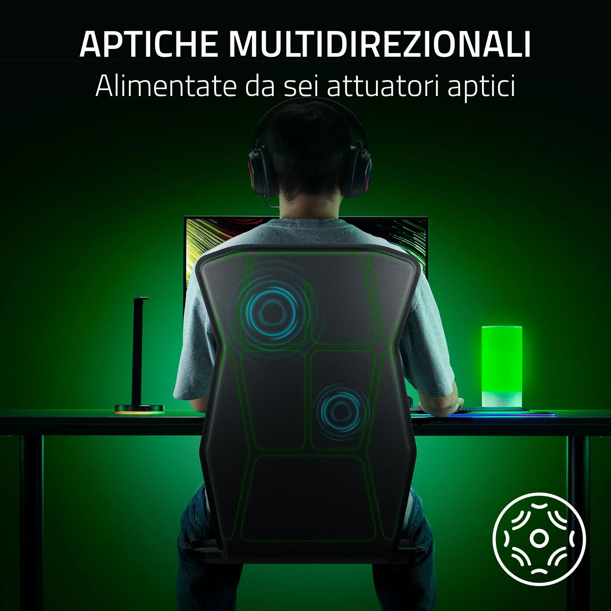 Razer Freyja Cuscino da gioco aptico Sensa HD HyperSpeed Wireless Bluetooth Nero