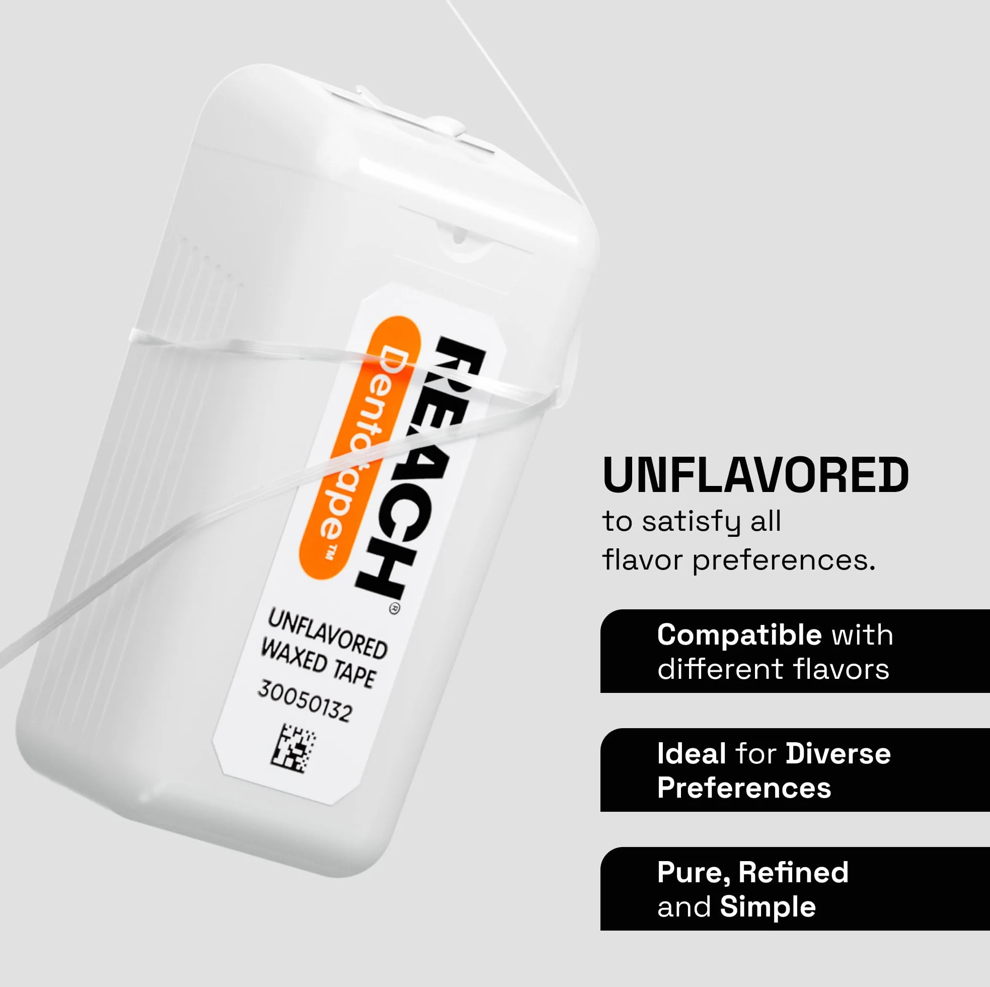 Reach Dentotape - Filo interdentale cerato con superficie di pulizia extra larga, per grandi spazi tra i denti, non aromatizzati, 100 m