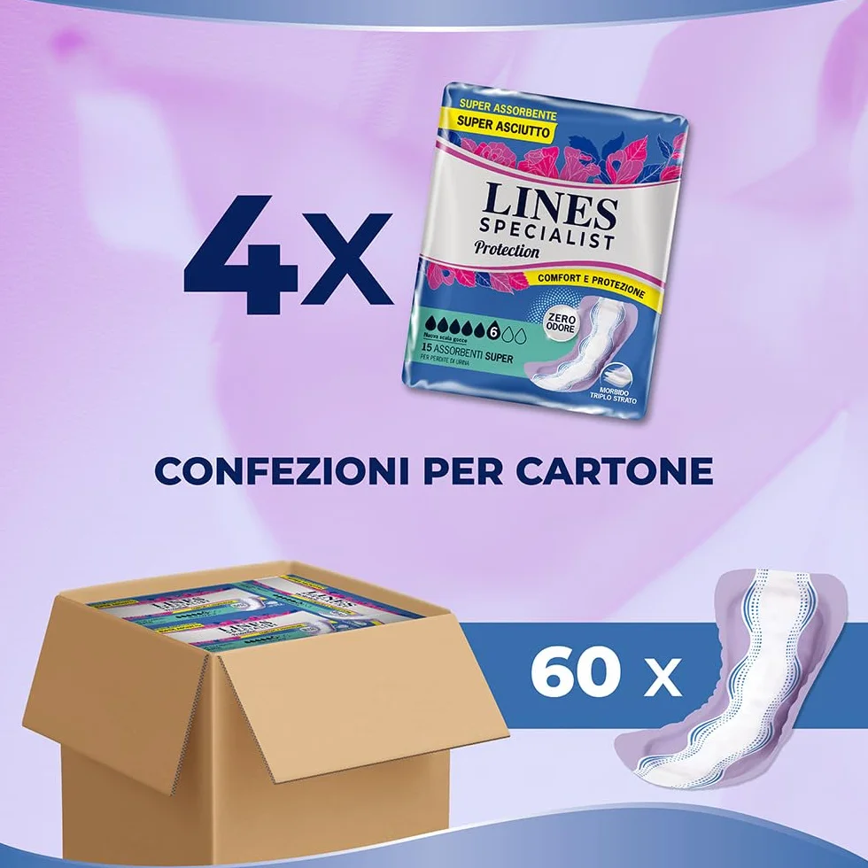 Lines Specialist Protection Super Assorbenti Incontinenza 60 Pezzi