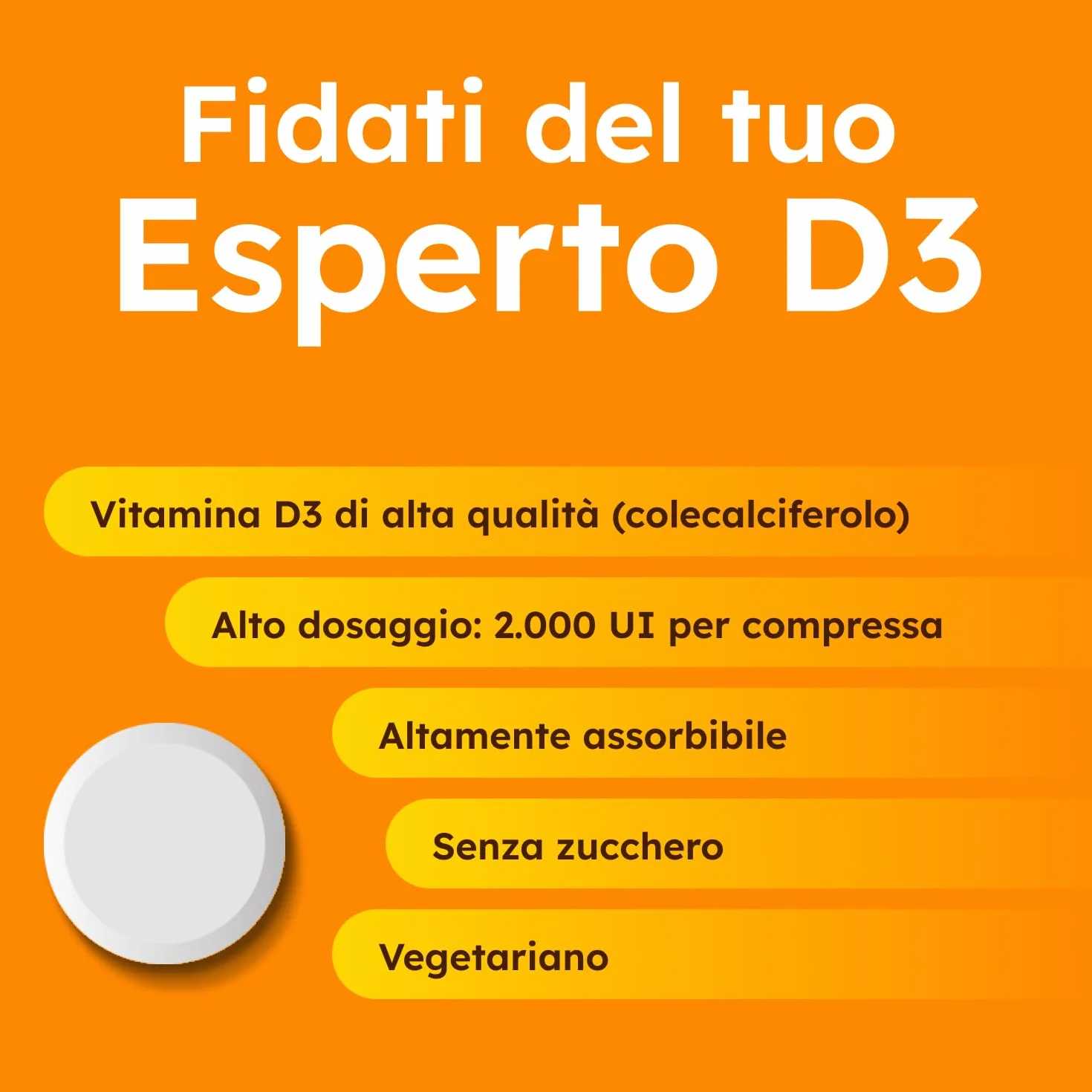 Supradyn Expert Vitamina D3 2000 UI (50 μg) - 365 compresse per 1 anno - Integratore di vitamina D ad alto dosaggio - Supporto per ossa, muscoli, denti e sistema immunitario - Vegetariano