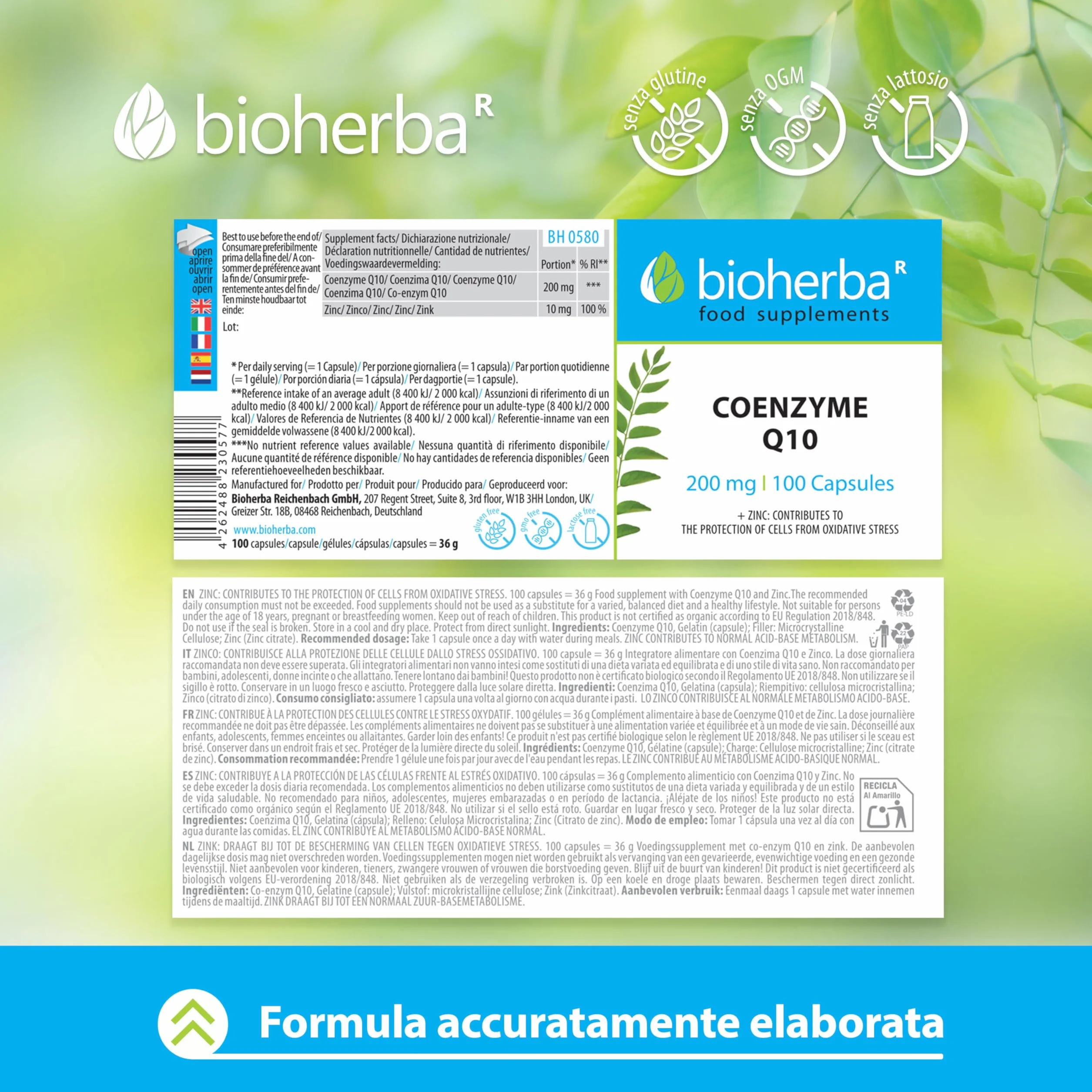 Coenzima Q10 – 100 Capsule da 200 mg | Con Zinco – Integratore Alimentare – Bioherba (1)
