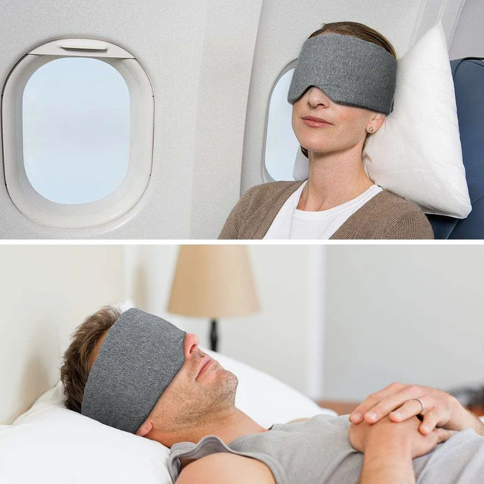 Mascherina oscurante in 100% cotone fatta a mano, comoda e traspirante, per dormire, regolabile, con custodia da viaggio, ottima compagna per la notte, per donne, uomini e bambini