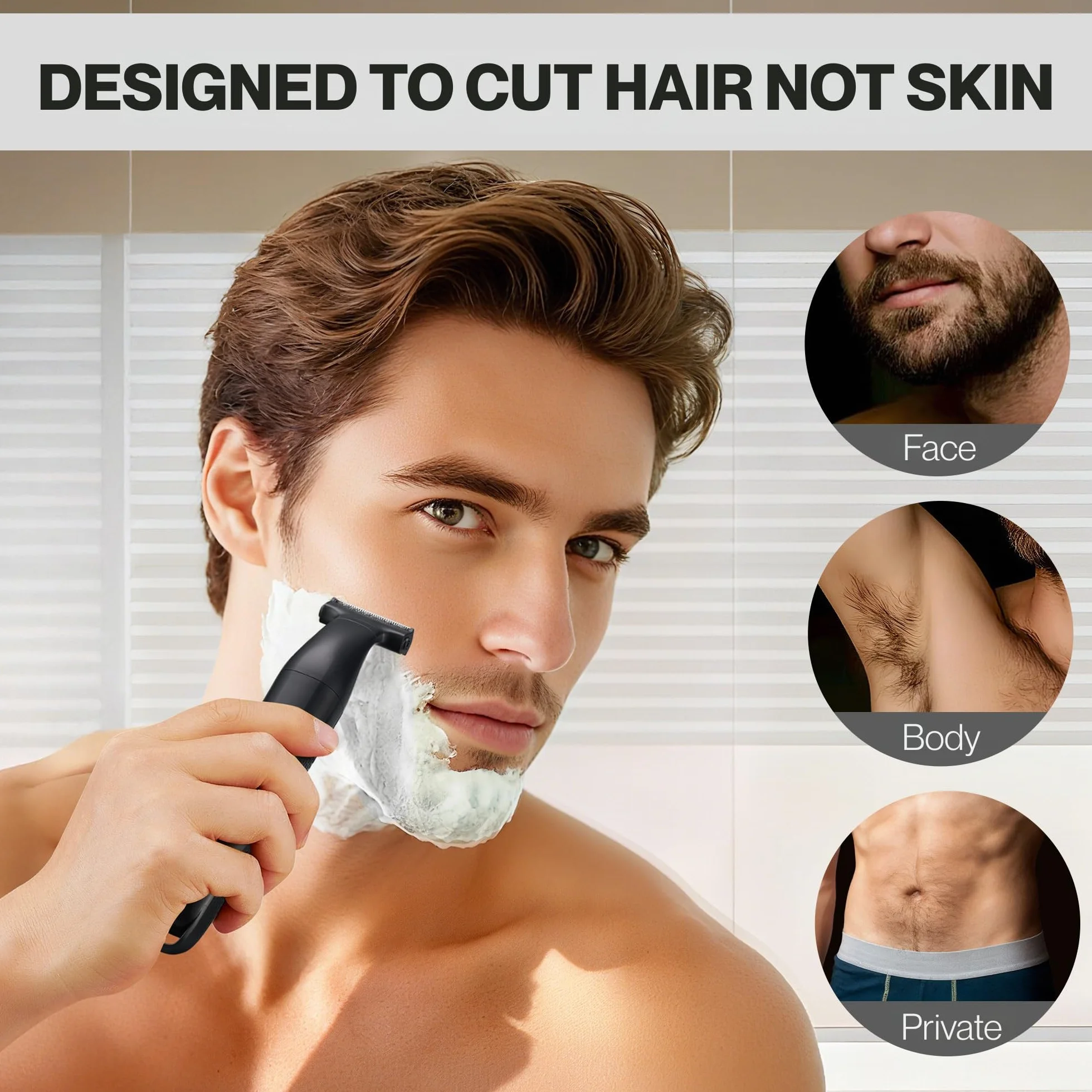 BarberBoss Set per la toelettatura dei dettagli, 3 in 1, per uomo, barba, parrucchiere, body groomer, trimmer naso e orecchie, rasoio senza fili con ricarica USB (Nero)