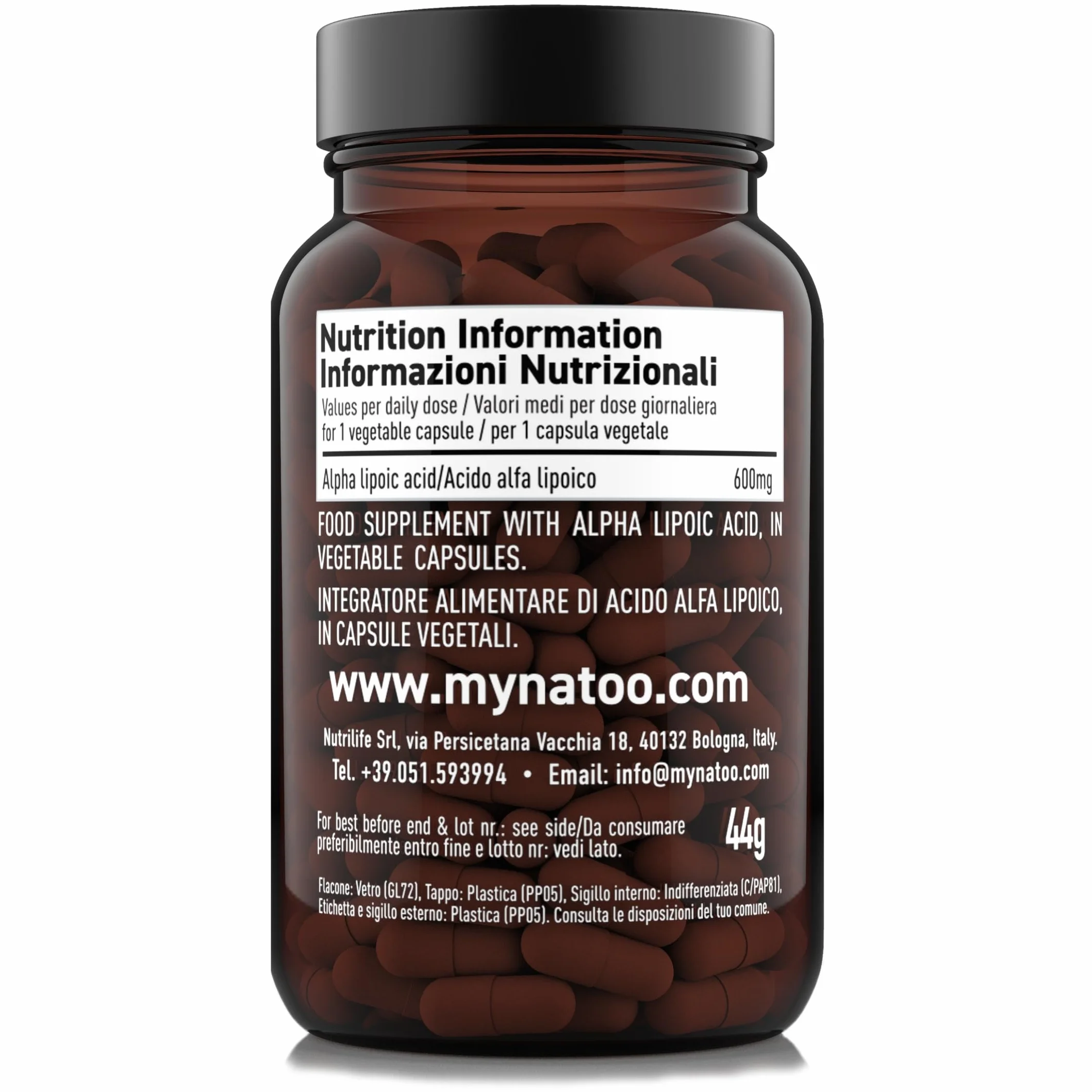 NÄTOO Acido Alfa Lipoico 600 mg 60 Capsule Alto Dosaggio Antiossidante Integratore Vegan