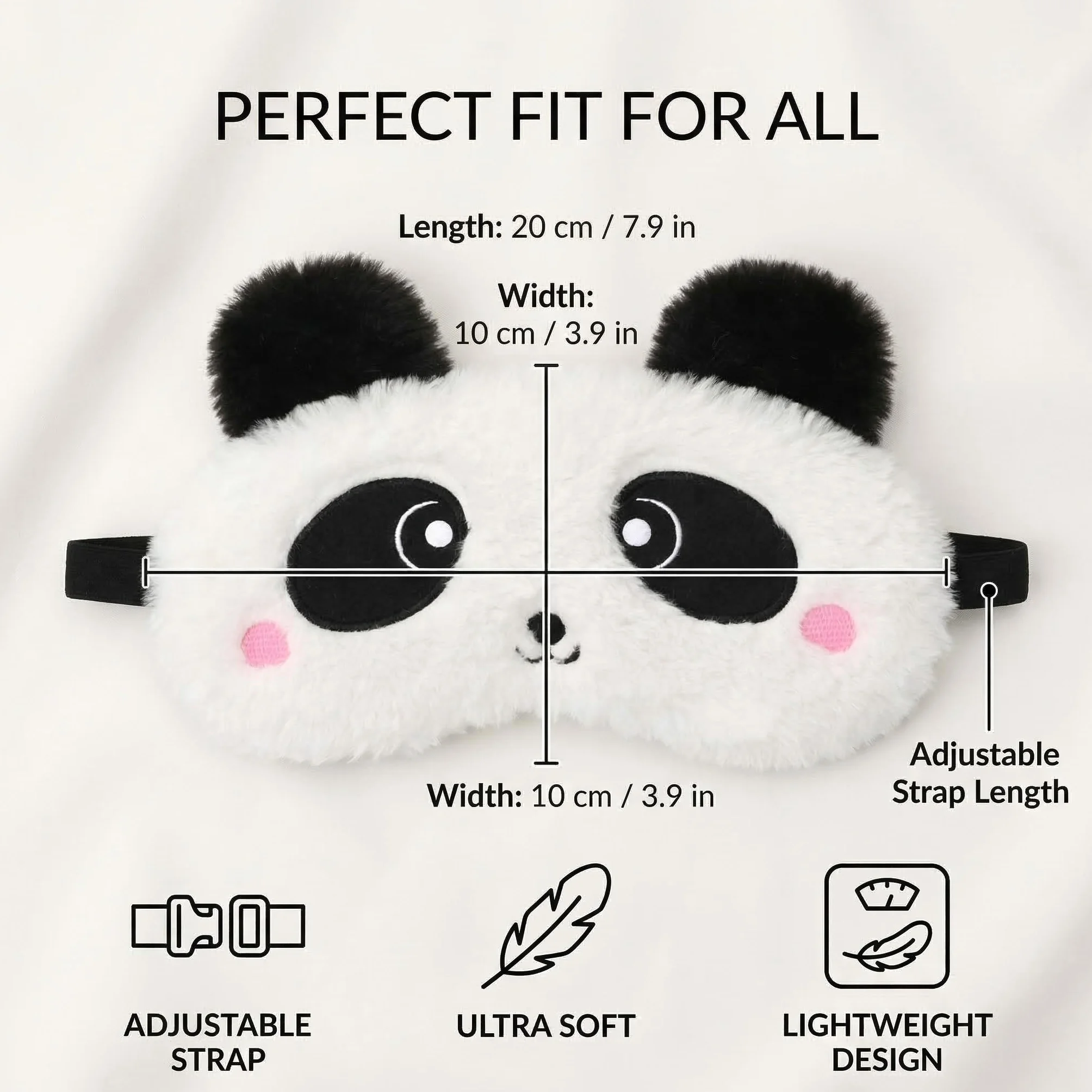 Maschera per Dormire Animale, 3D Panda Maschere da Sonno in Peluche Soffice Morbido, Benda Occhi per Dormire Peluche dei Cartoni Animati Divertenti per Bambini e Adulti