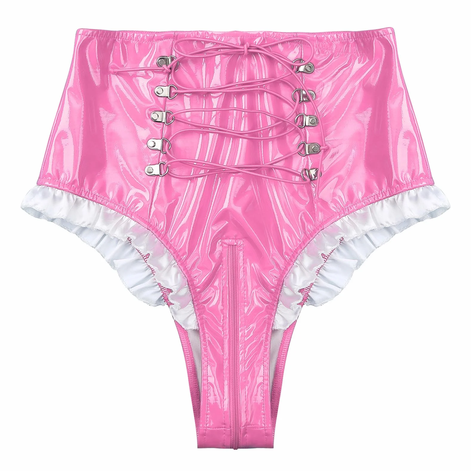 Slip sexy da donna in pelle laccata effetto bagnato perizoma hipster lingerie corta