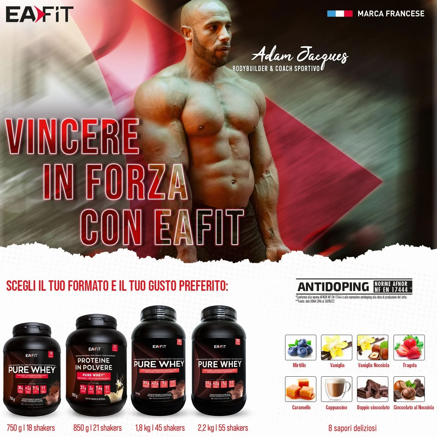 Proteine in Polvere Whey 850 g Gusto Vaniglia | 31 g Proteine per Shaker | Whey Protein Concentrate e Isolate | BCAA + L-Glutammina + Taurina | Integratore Massa Muscolare | 11 Vitamine