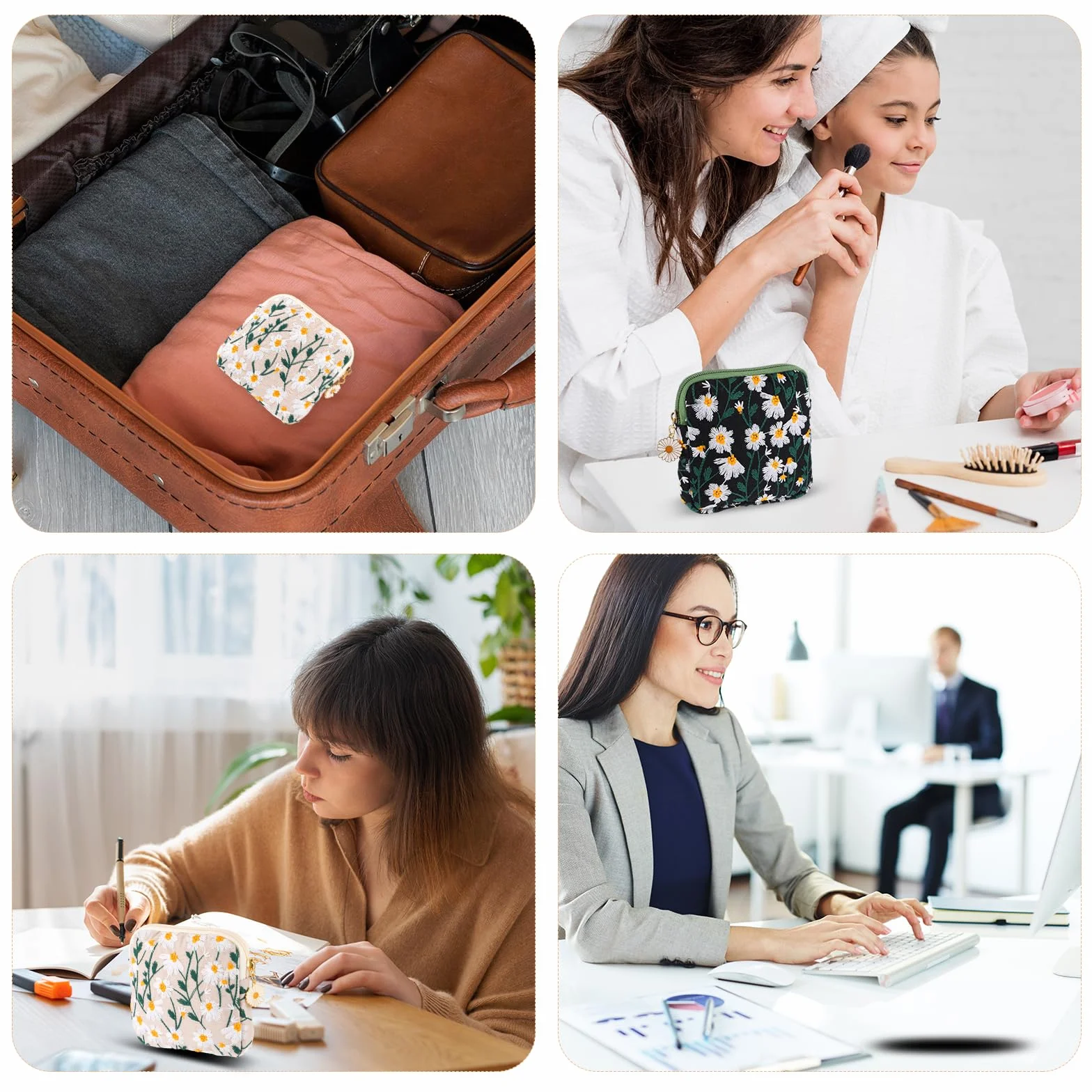 TIESOME Borsa Porta Assorbenti Impermeabile 2 Contenitori per Assorbenti Igienici con Cerniera