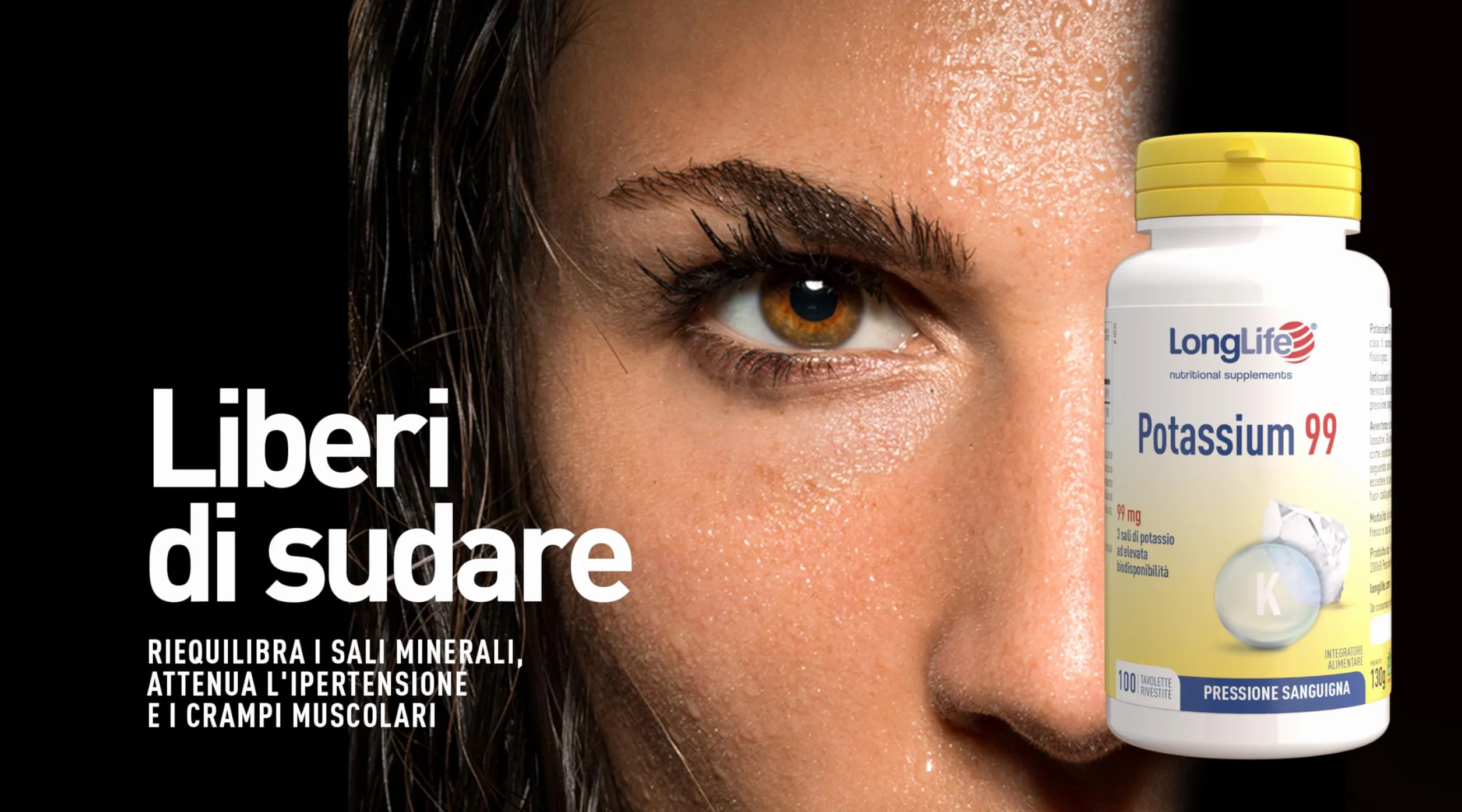 LongLife® Potassium 99 | 3 sali di potassio | Ad alta biodisponibilità | 100 tavolette rivestite | Pressione sanguigna, funzione muscolare e neurologica | Vegano e senza glutine