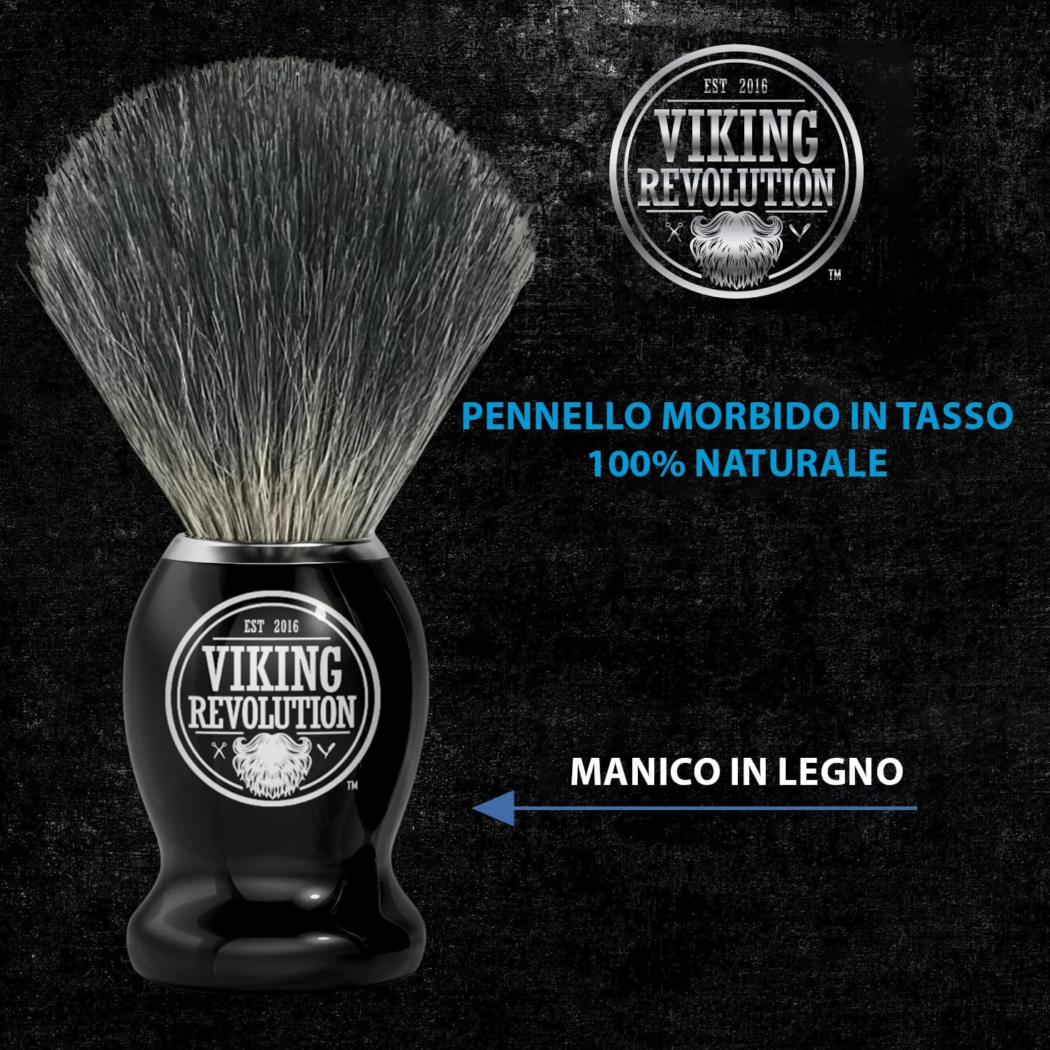 Viking Revolution Pennello Barba in Tasso - Pennello da Barba Rasatura a Umido con Crema e Schiuma da Barba - La Miglior Rasatura con Rasoio di Sicurezza, Rasoio a Doppio Filo o Rasoio Pieghevole