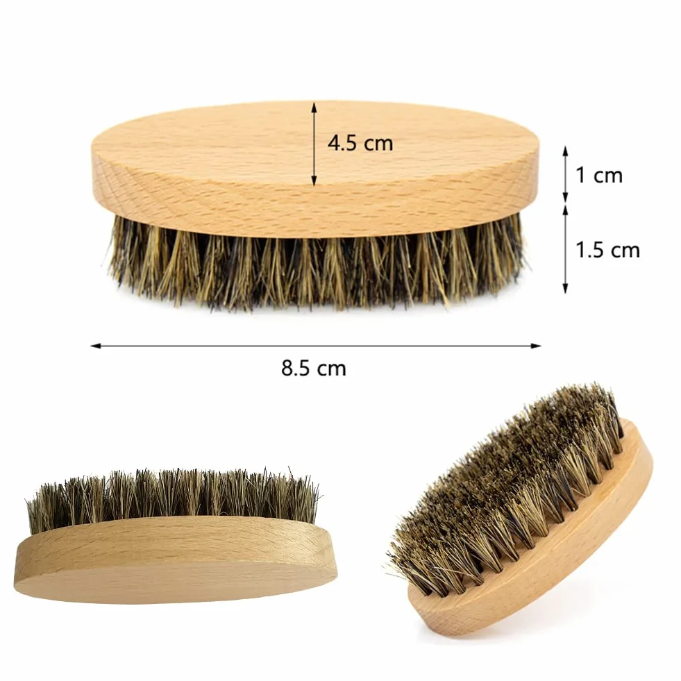 Spazzola Per Barba Da Viaggio - Piccola Con Setole Di Cinghiale Per Uomo, Spazzola Per Il Viso, Cura Professionale Della Barba, Per Tutti I Tipi Di Capelli