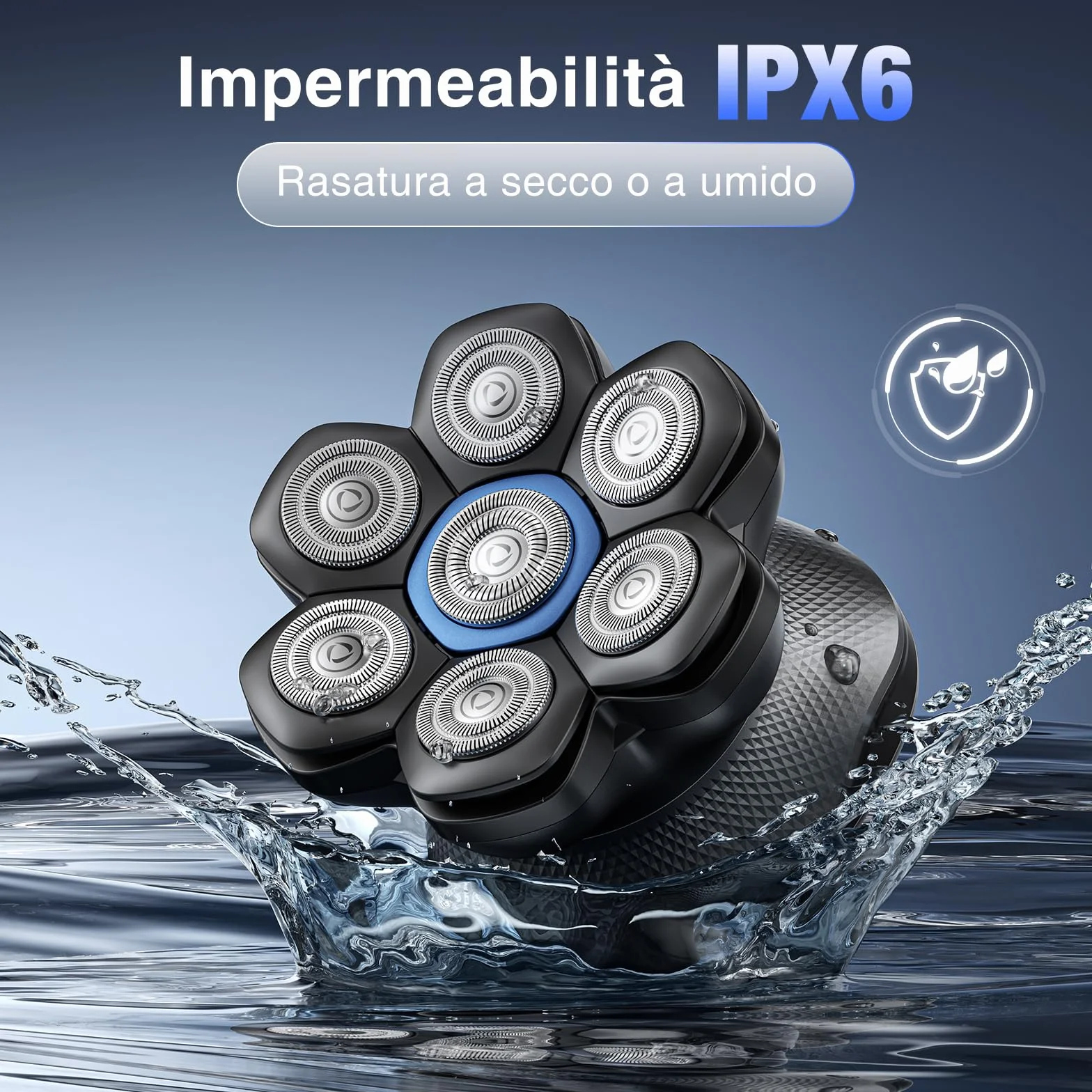 Kensen Rasoio Zero Assoluto 2 Velocità 7D Impermeabile Cordless 100 Minuti Display LED USB-C Nero Uomo