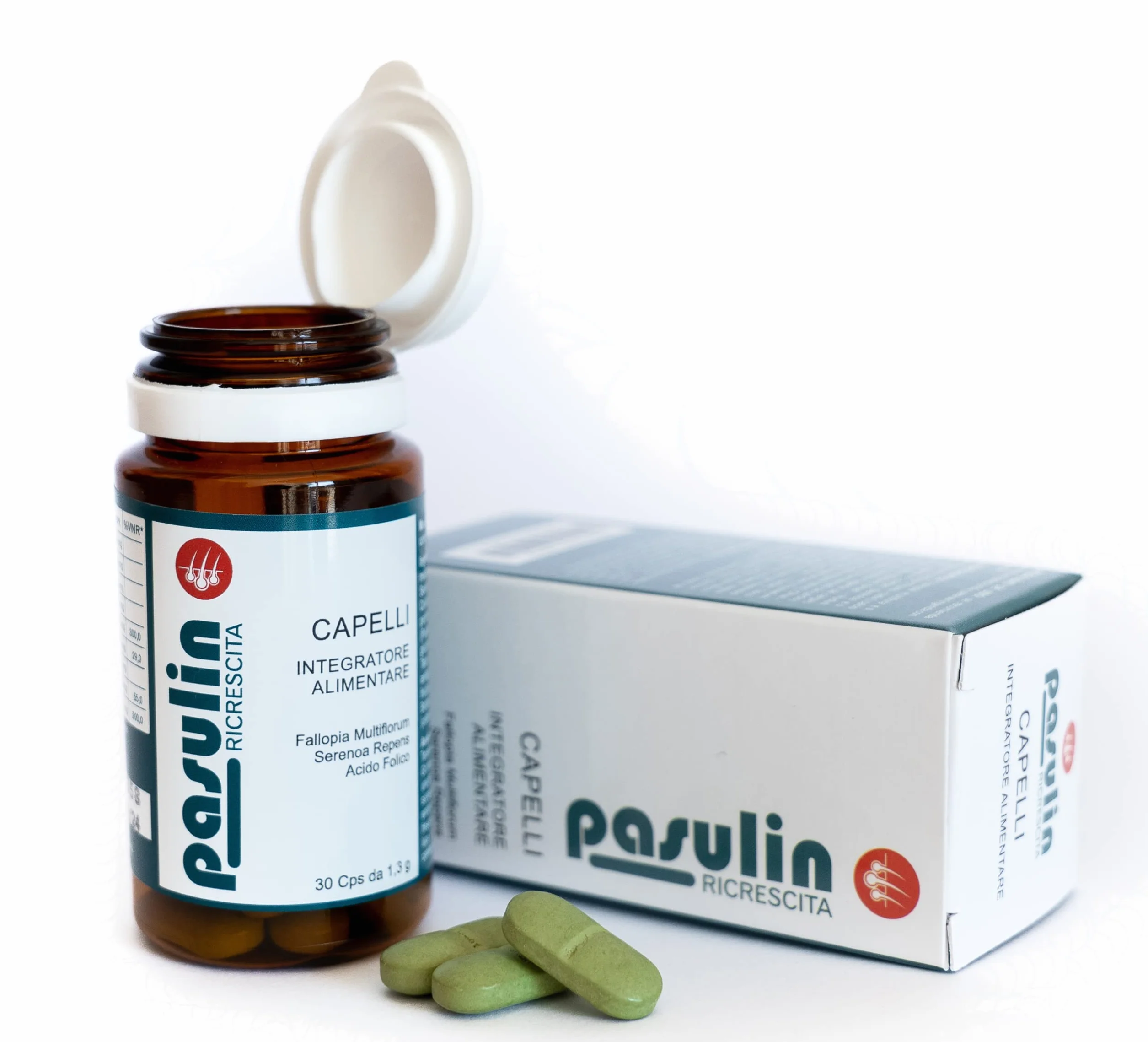 Pasulin Integratore Anticaduta Naturale per Capelli Uomo con Serenoa Repens e Biotina, 30 Compresse