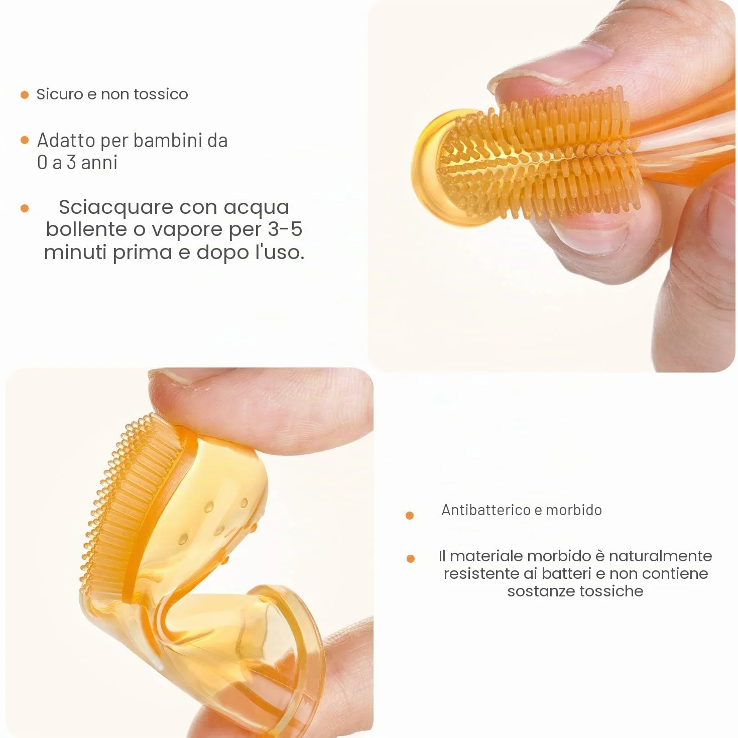 HBselect 6 Pezzi di Spazzolino Bambini da Dito Multicolore con Scatola Spazzolino Denti in Silicone Sicuro e Morbido Pulizia Denti Neonati