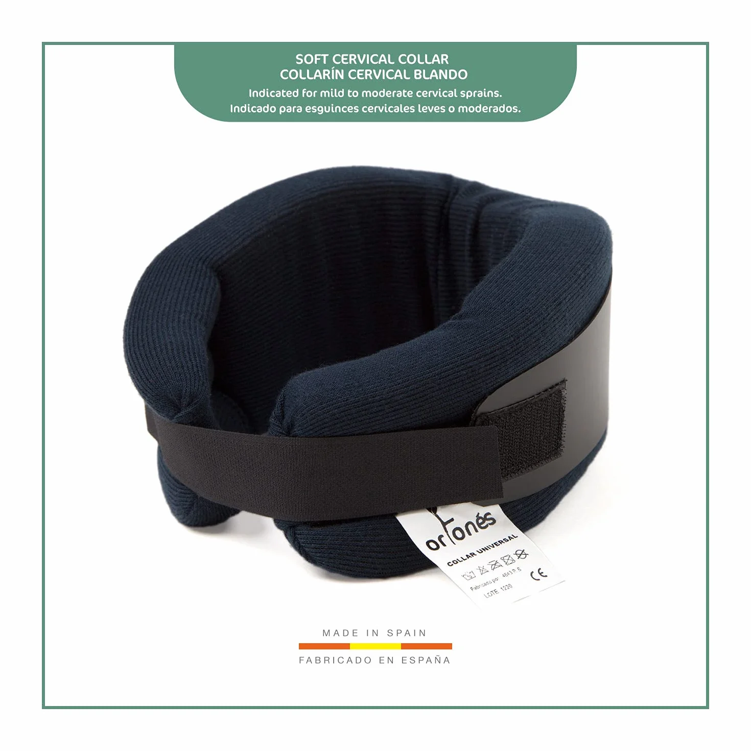 Collare Cervicale Morbido - Supporto per il Collo con Placca in Polietilene Regolabile, che Consente Maggiore Rigidità o Flessibilità - Sollievo dal Dolore alla Colonna Vertebrale - Blu