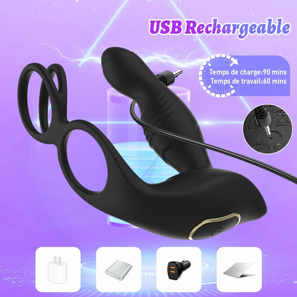 Prostata Vibratore Sexytoys Uomo,Anello Vibrante per Lei e Lui,Vibratore per Uomo con Telecomando, Stimolatore per Clitoride,Dildo Anale Vibratore con 10 Modalità Anal Plug Vibratore per Uomo Sex Toys